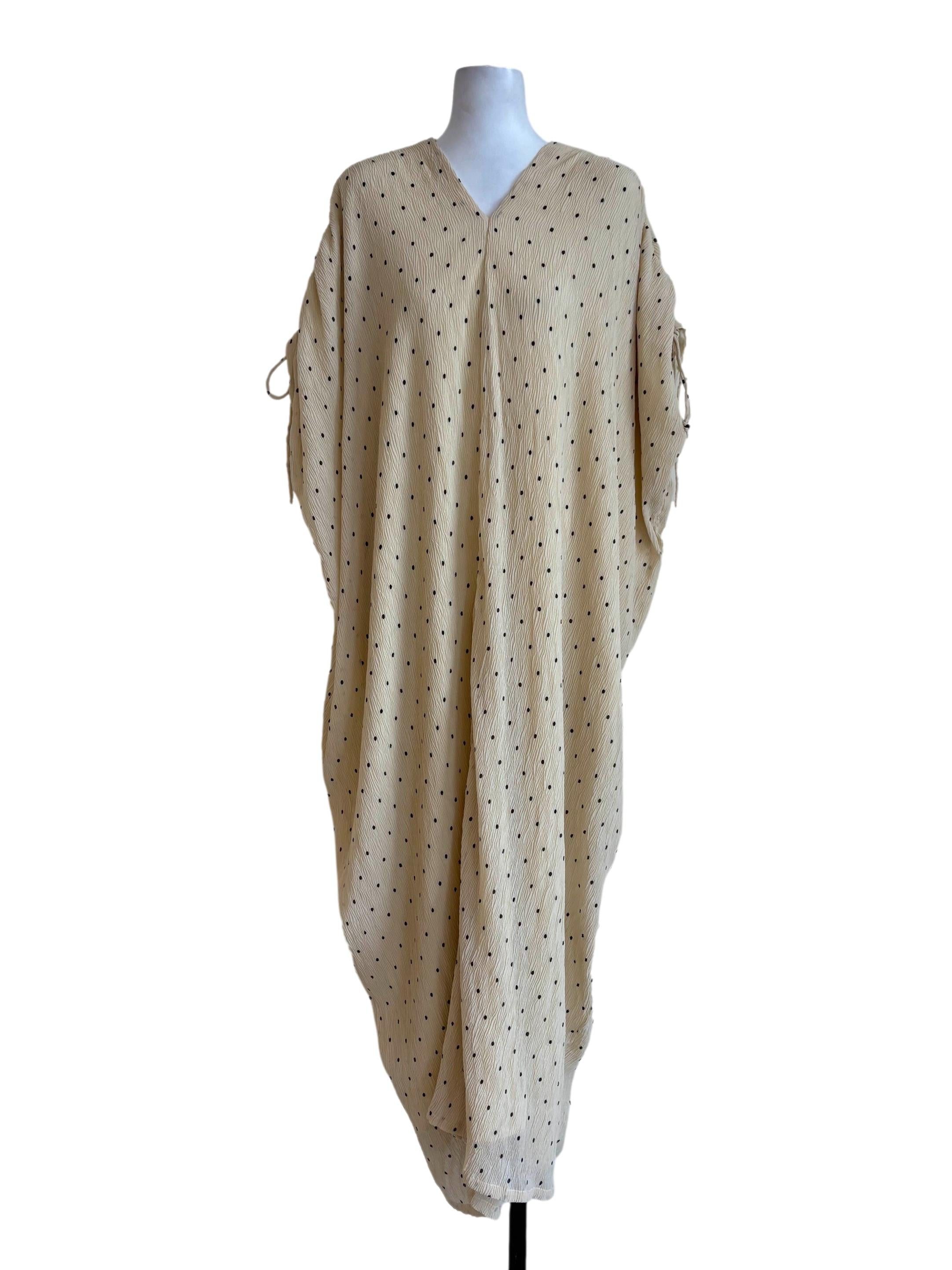 Cream Polka Dots Crinkled Dress