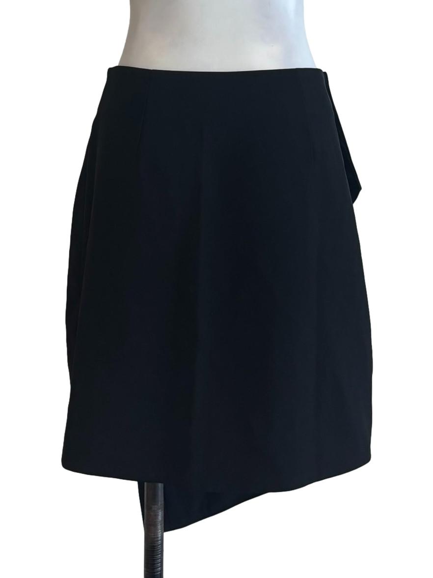 Jet Black Layered Asymmetrical Mini Skirt
