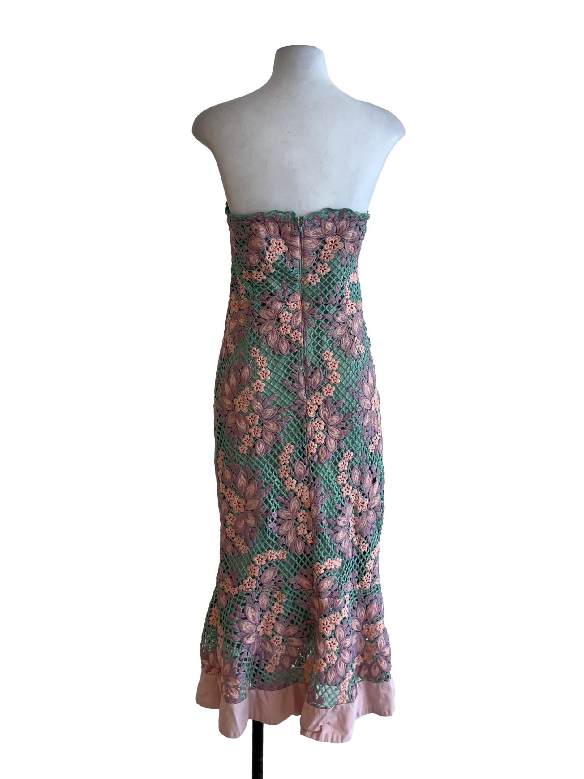 Mint Green Floral A-Line Dress