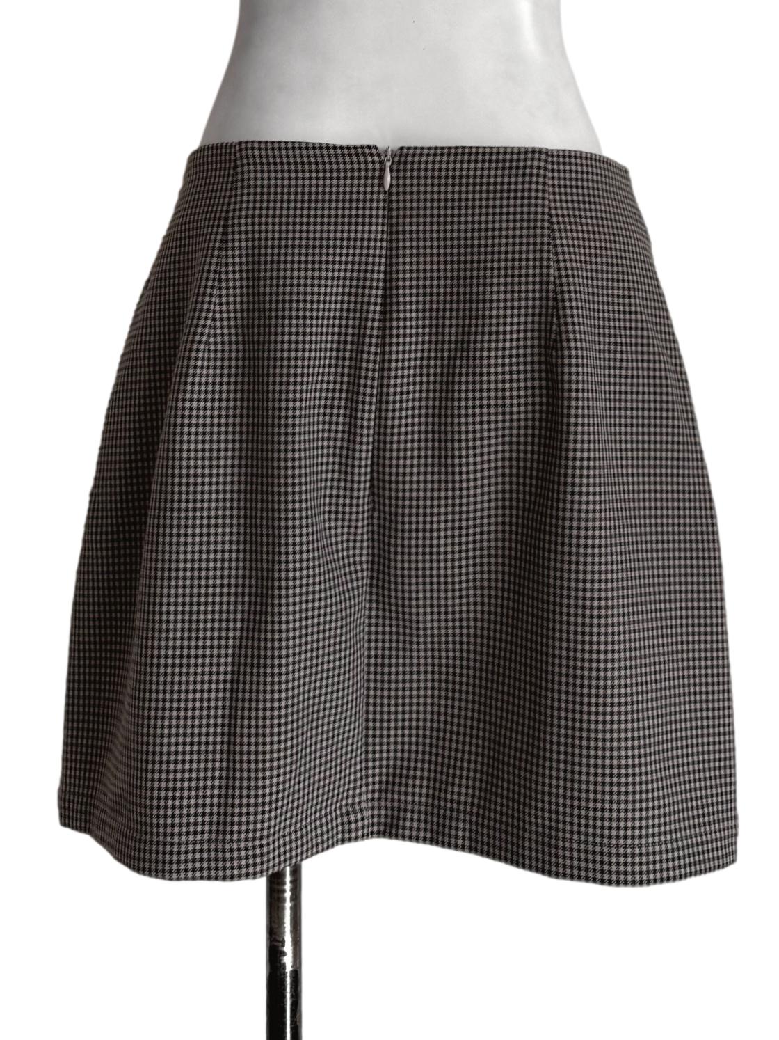 Brown Gingham Mini Skirt