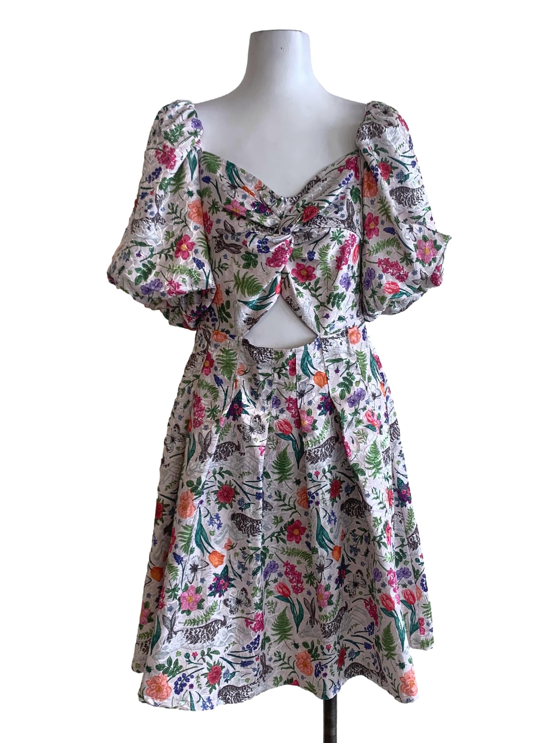 White Floral Empire Dress