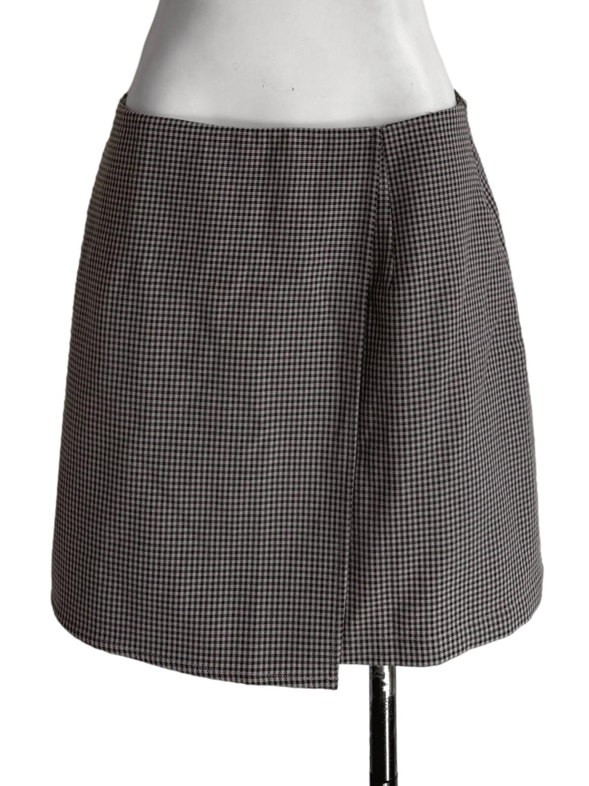 Brown Gingham Mini Skirt