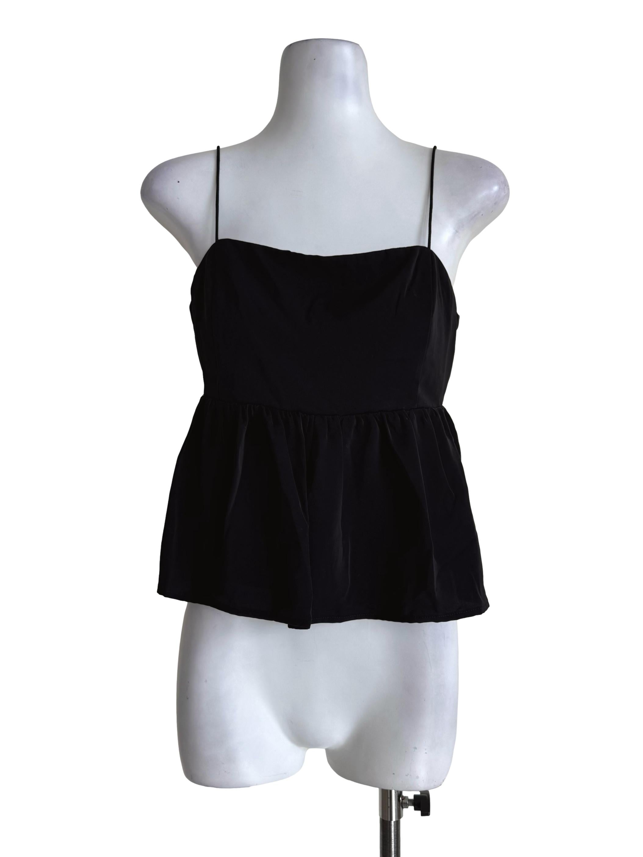 Night Black Sleeveless Ruffle Top