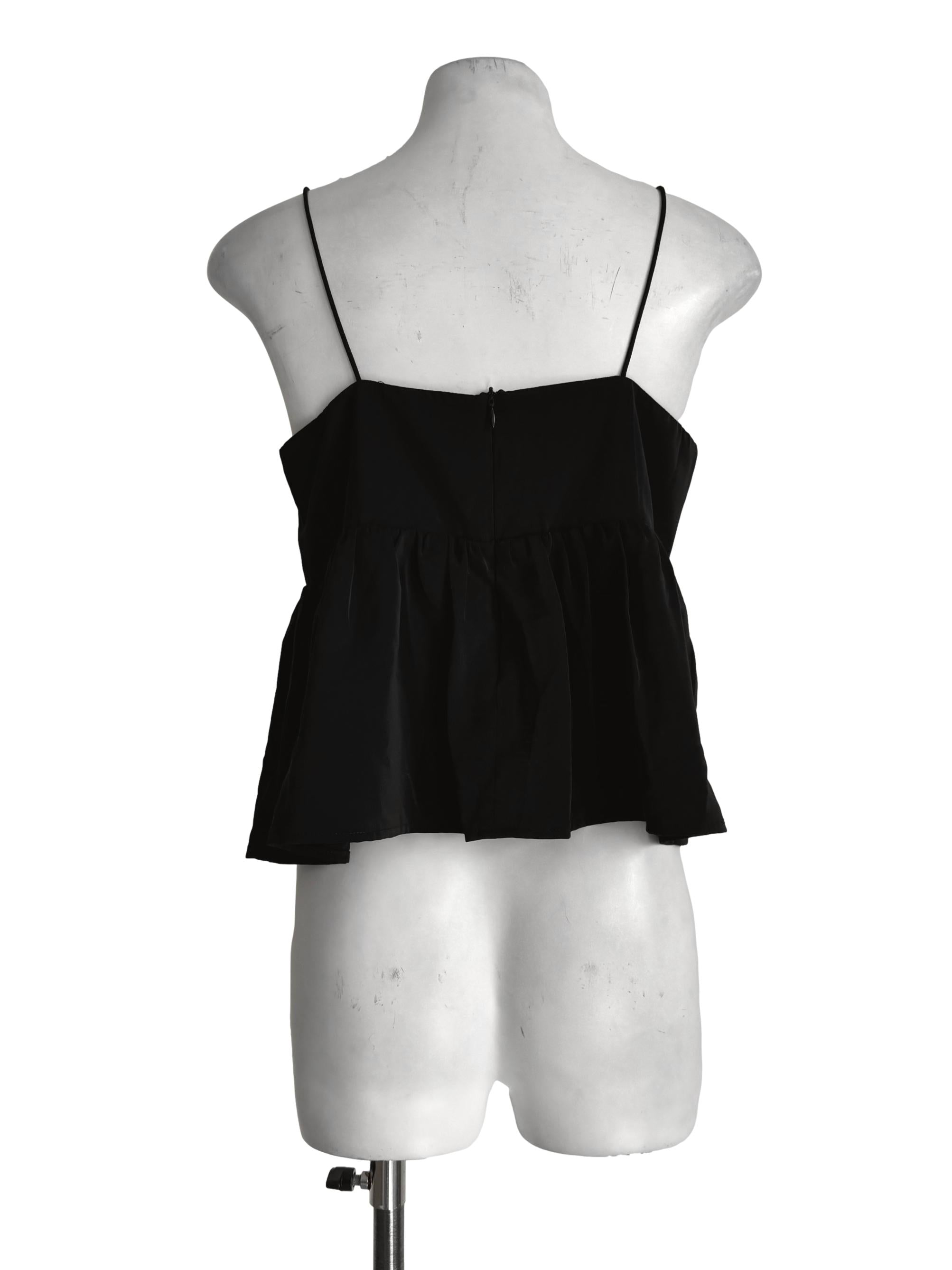 Night Black Sleeveless Ruffle Top