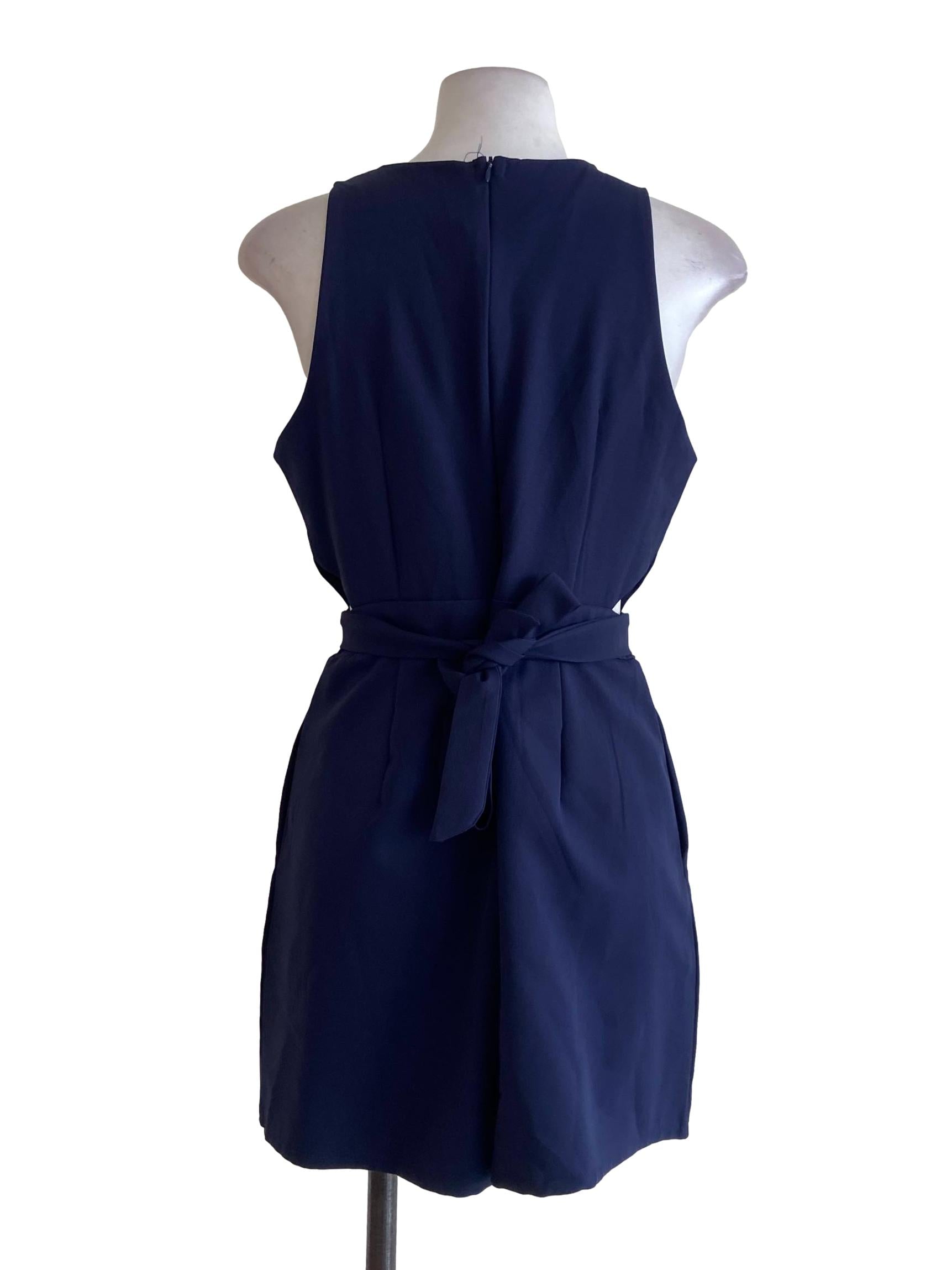 Navy Blue Twill Halter Neck Rompers