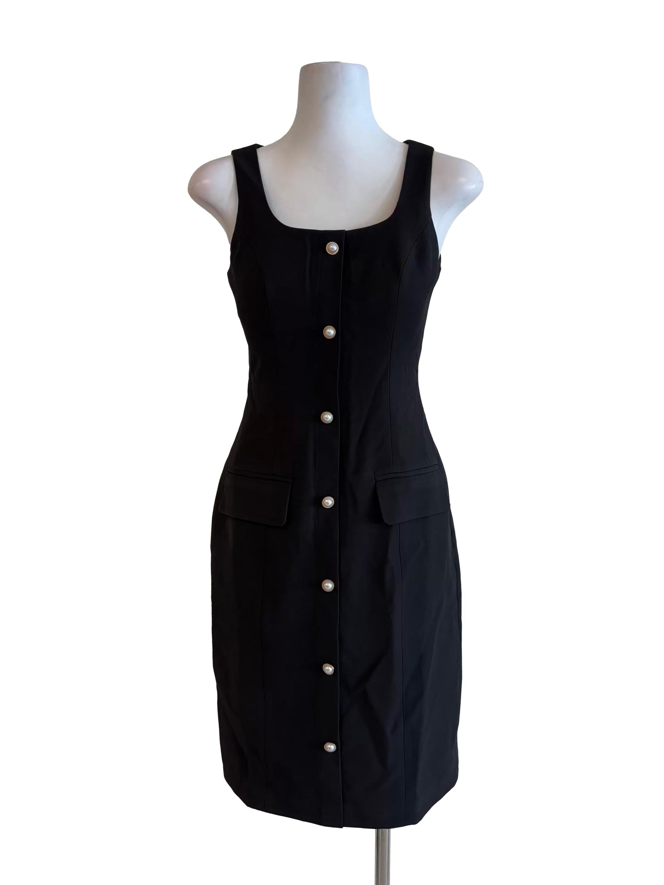 Ink Black Square Neck Hourglass Dress