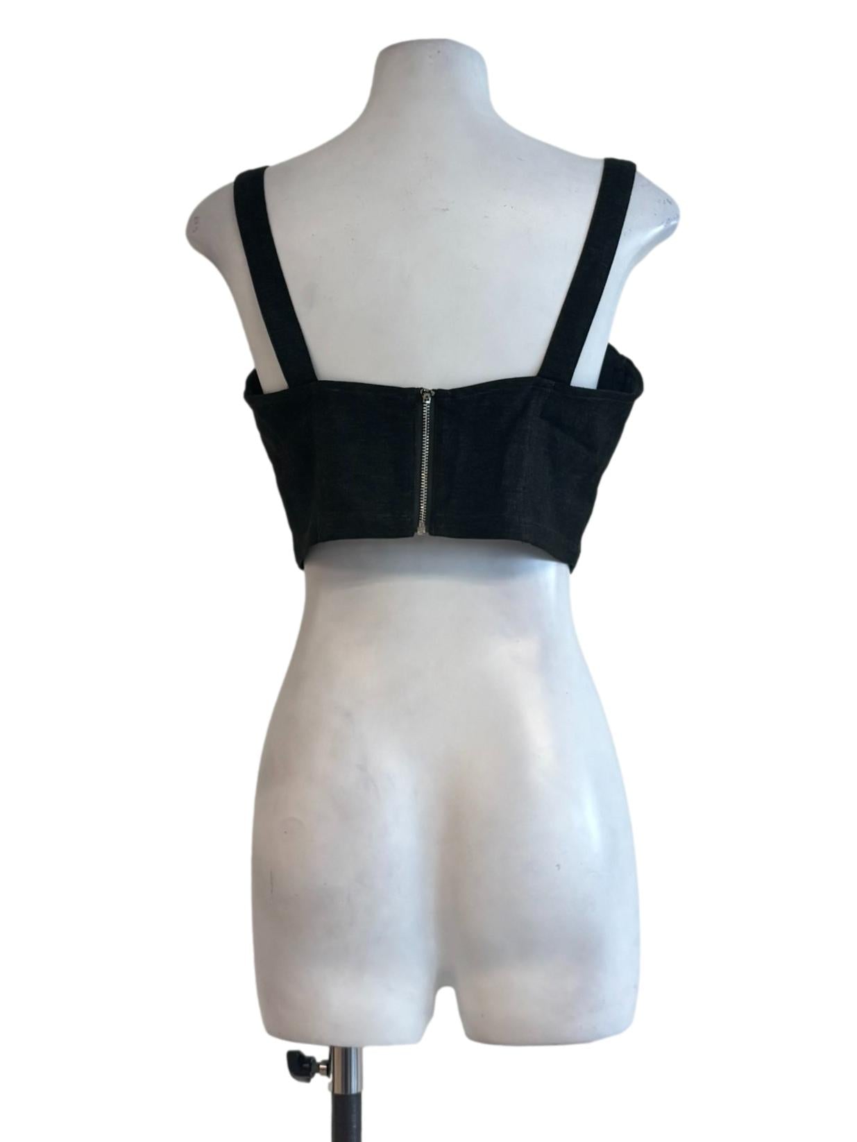 Arsenic Black Queen Anne Cropped Top