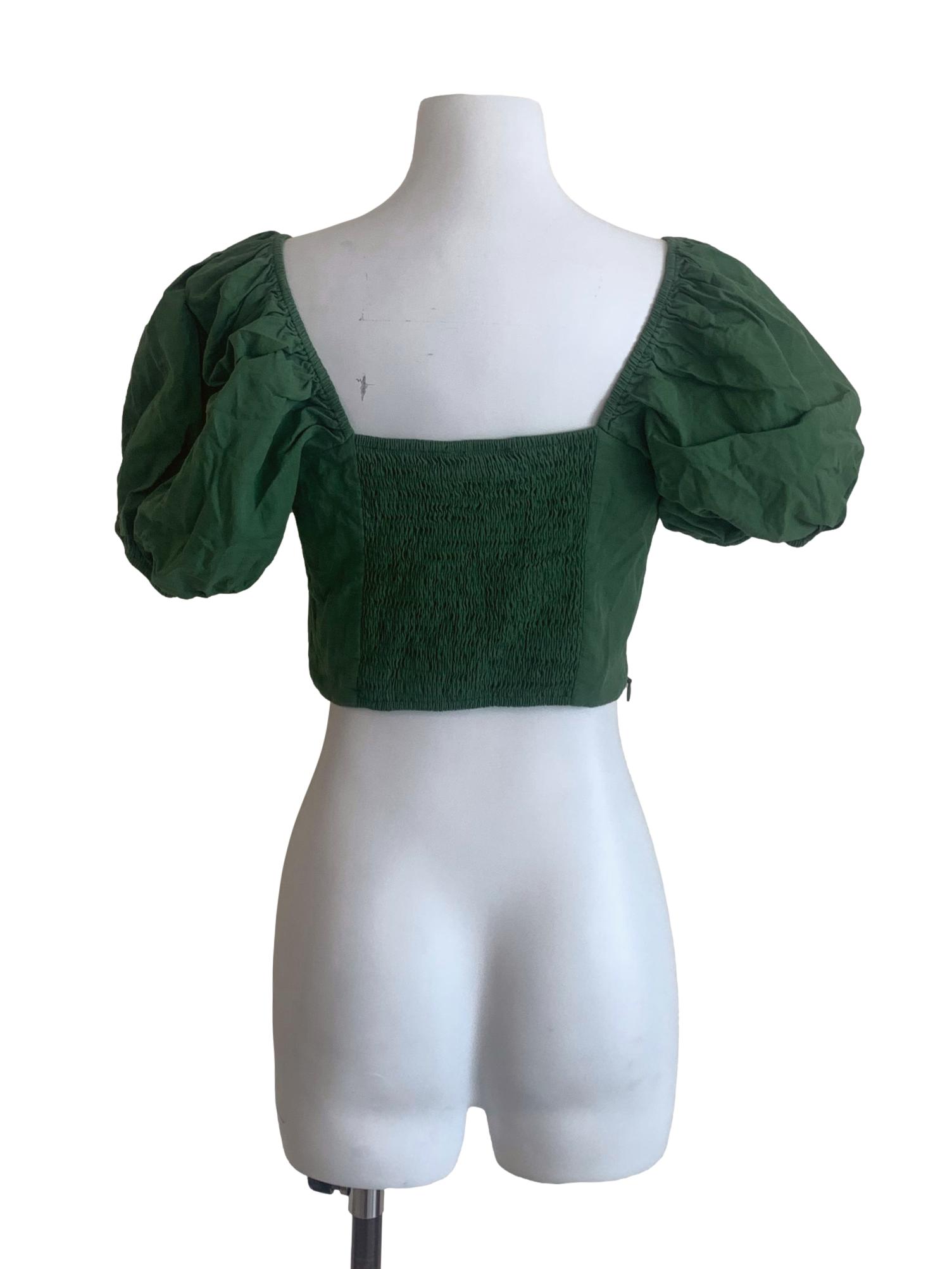 Basil Green Sweetheart Neck Top