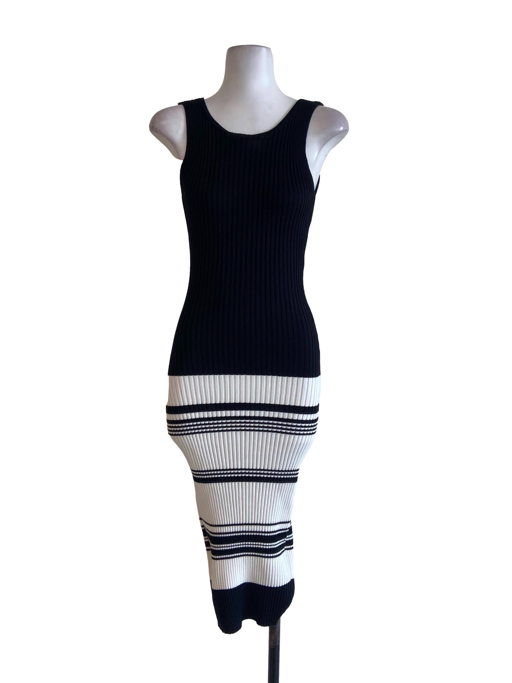 Black & White Candy Stripe Stretchable Bodycon Dress