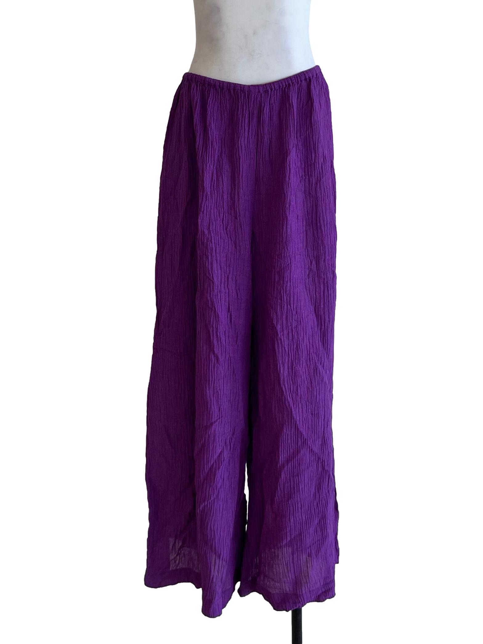 Violet Purple Plain Wide Leg Pants