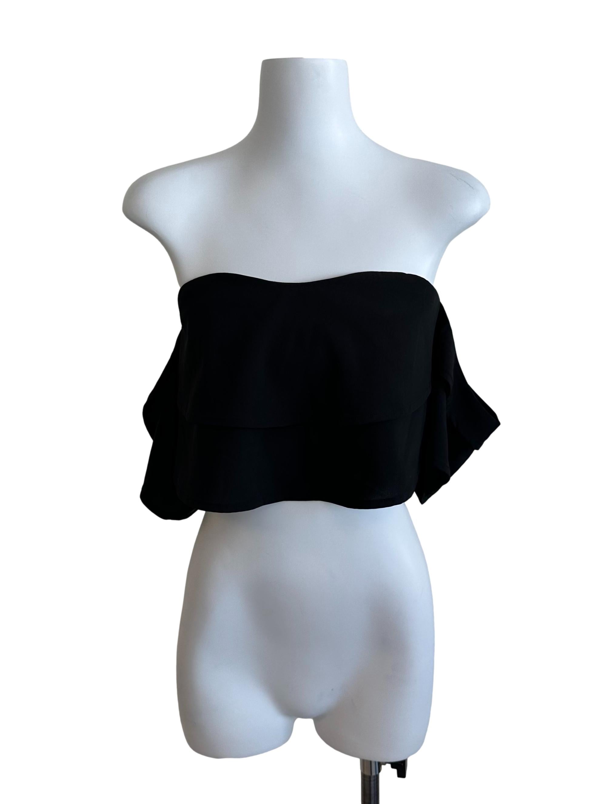 Rich Black Layered Off Shoulder Top