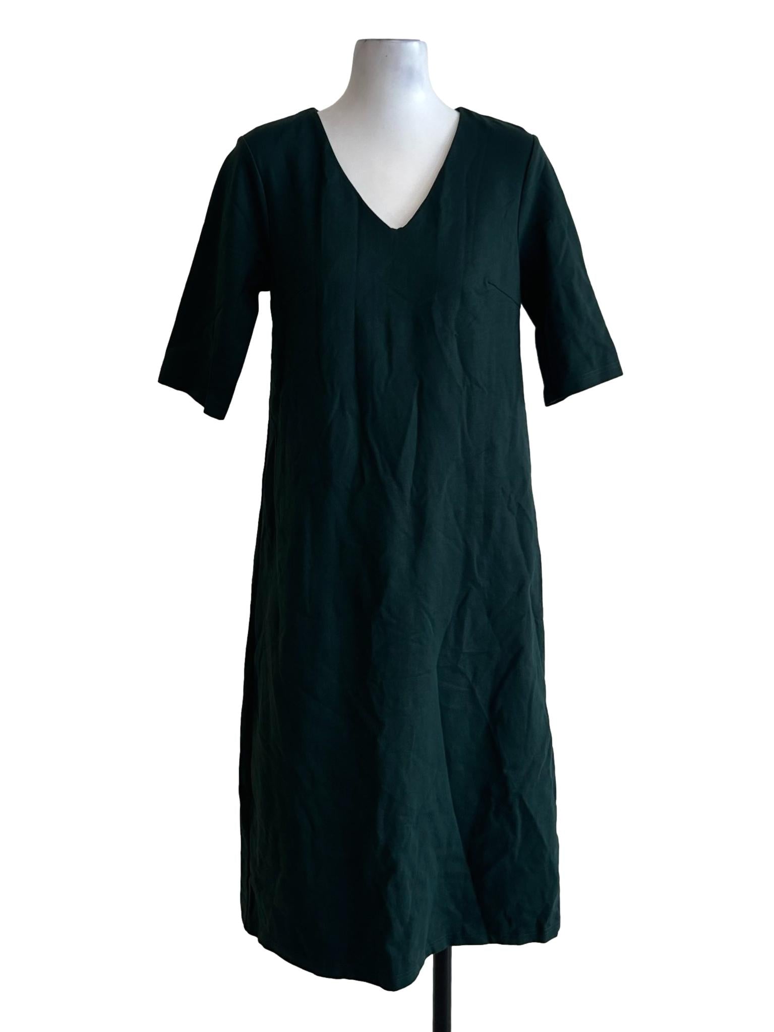 Dark Green Shift Short Sleeve Dress