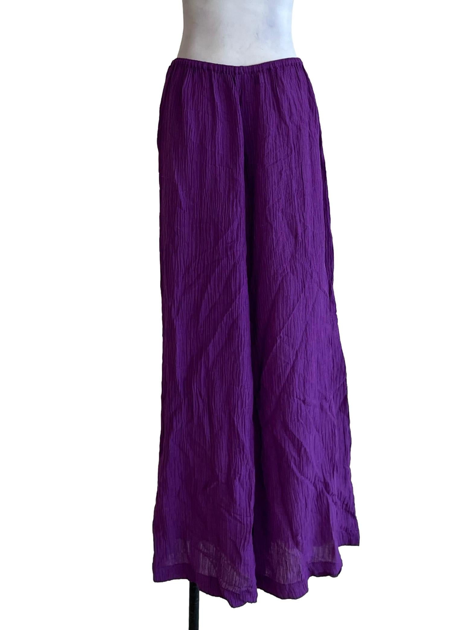 Violet Purple Plain Wide Leg Pants