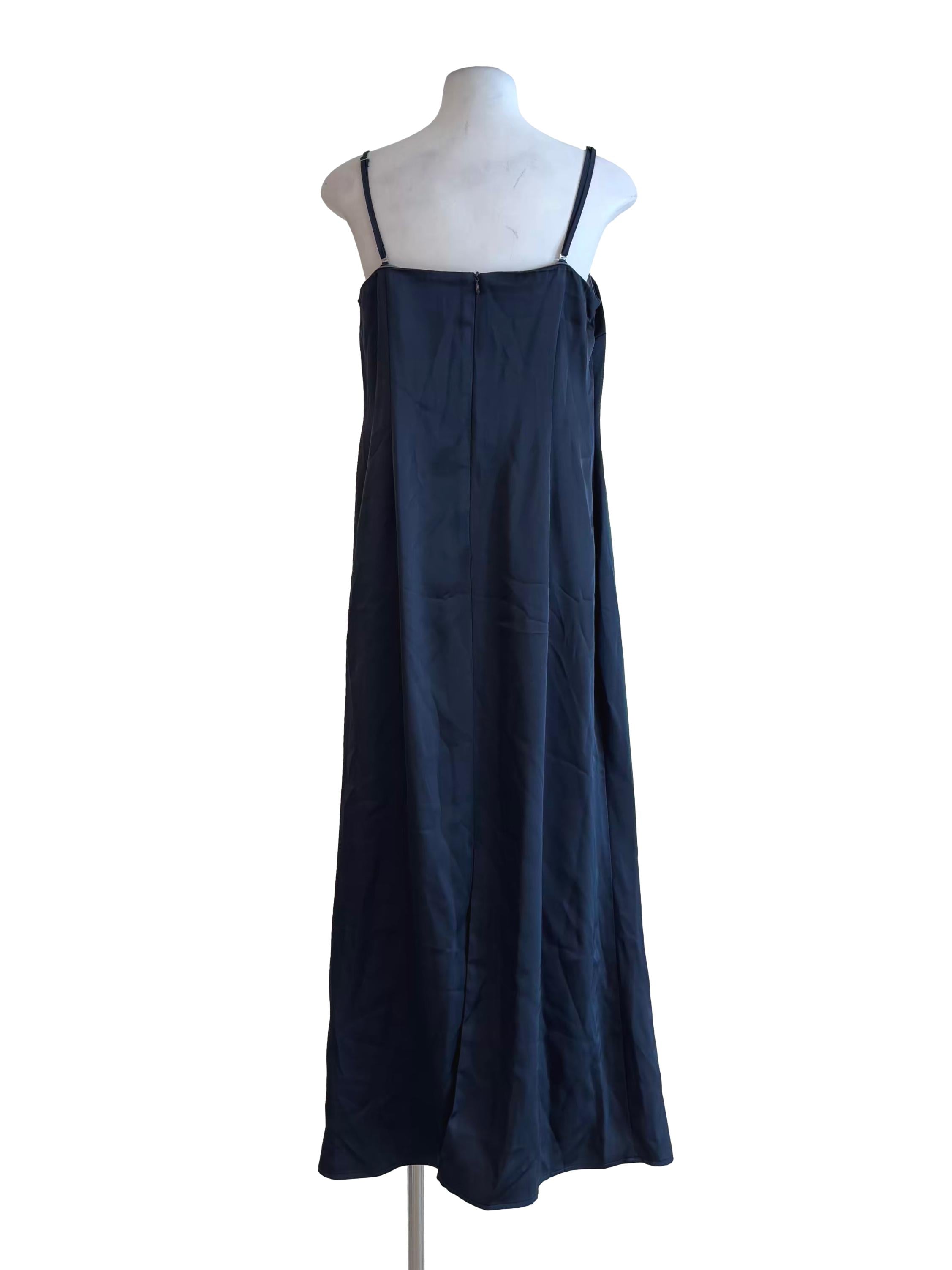 Midnight Blue Satin Maxi Slip Dress