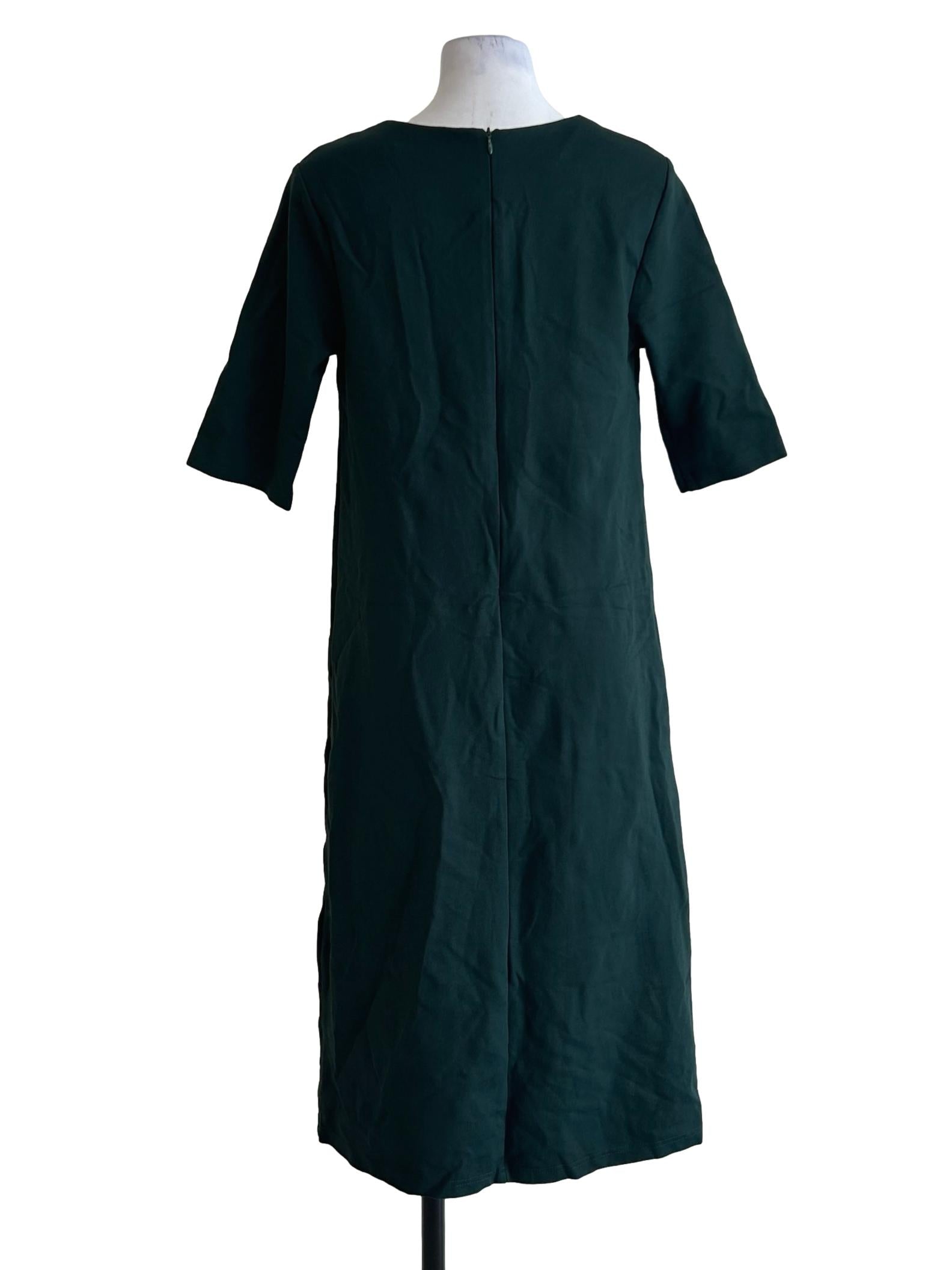 Dark Green Shift Short Sleeve Dress