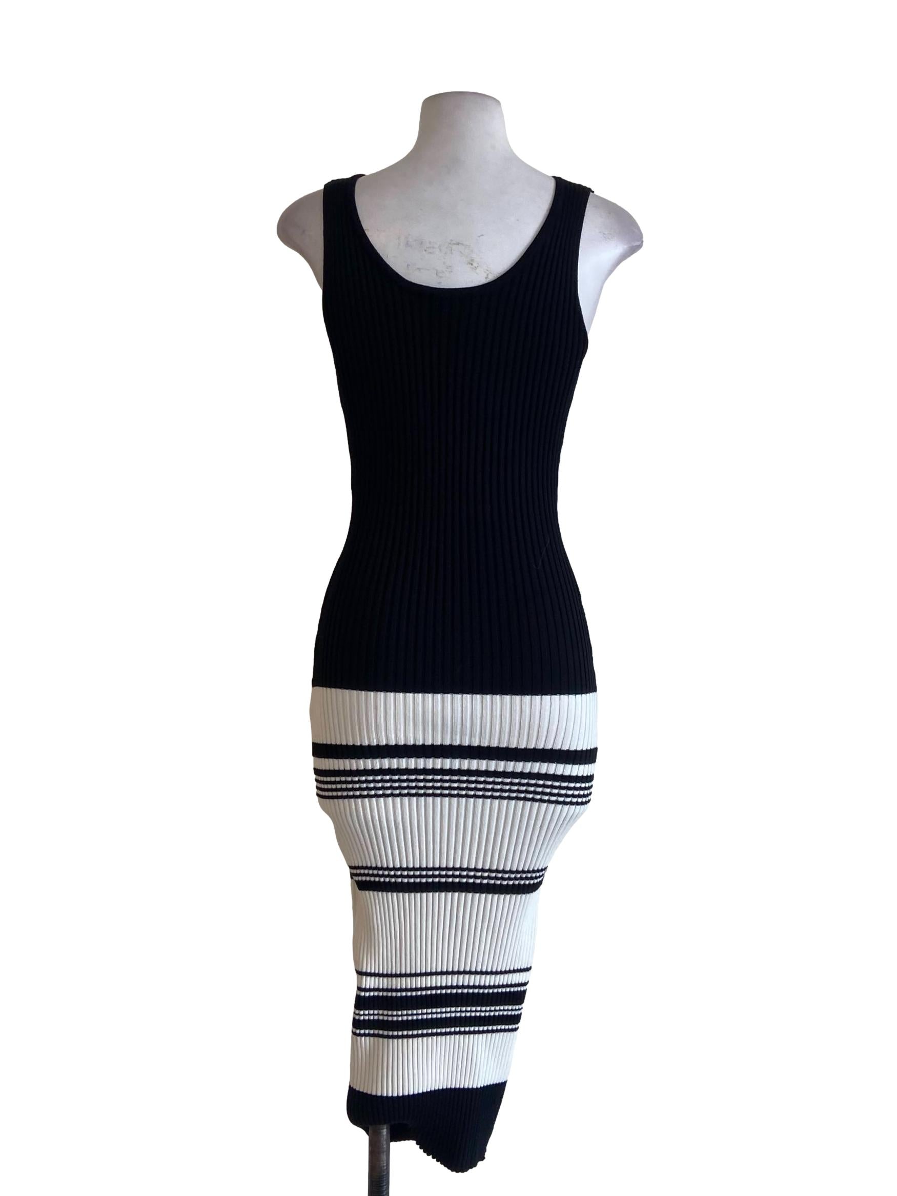 Black & White Candy Stripe Stretchable Bodycon Dress