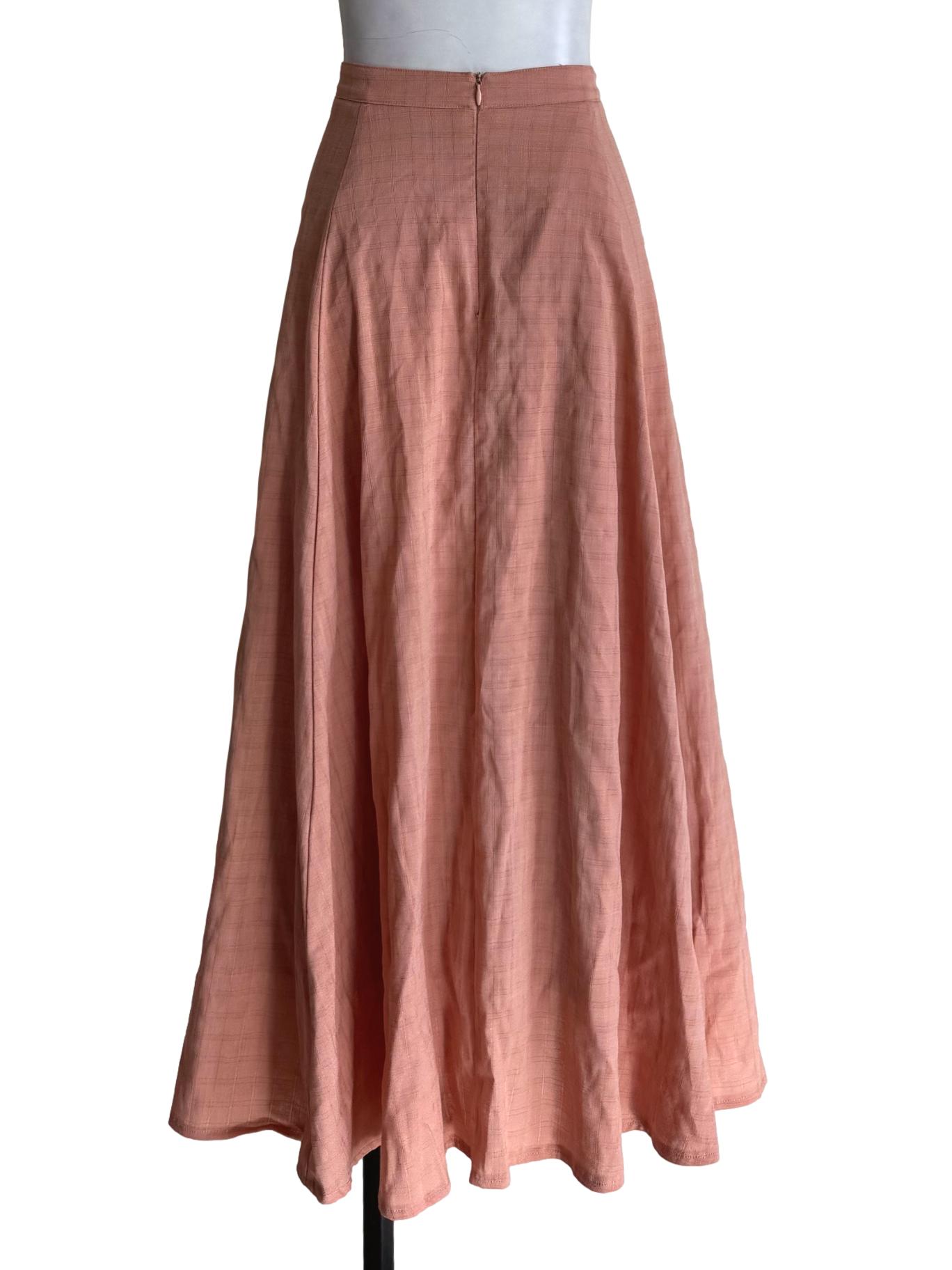 Slow Orange Gingham A-Line Skirt