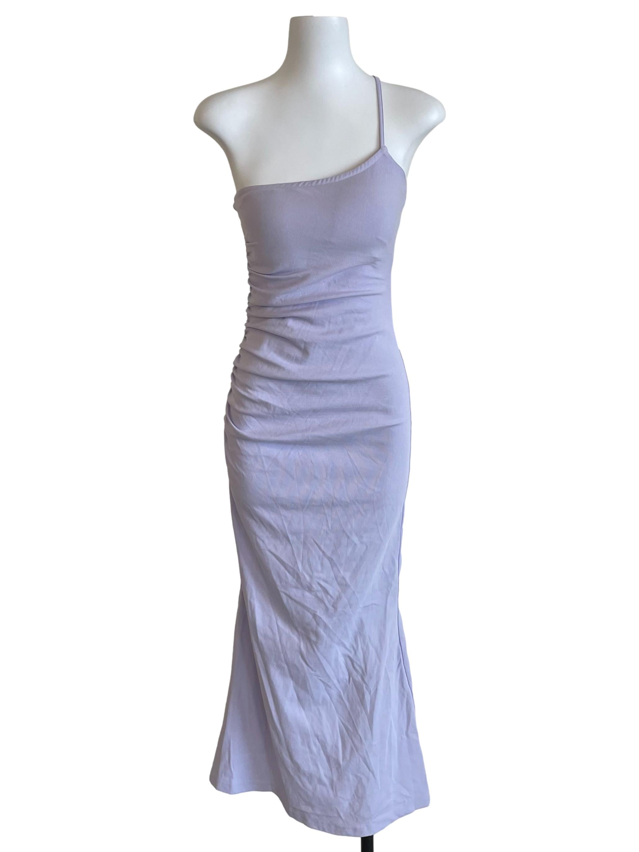 Pastel Purple Draped Bodycon Dress