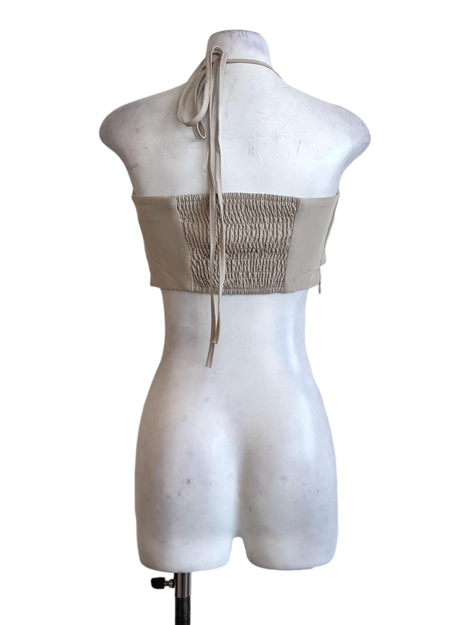 Sugar Cookie Beige Padded Halter Crop Top