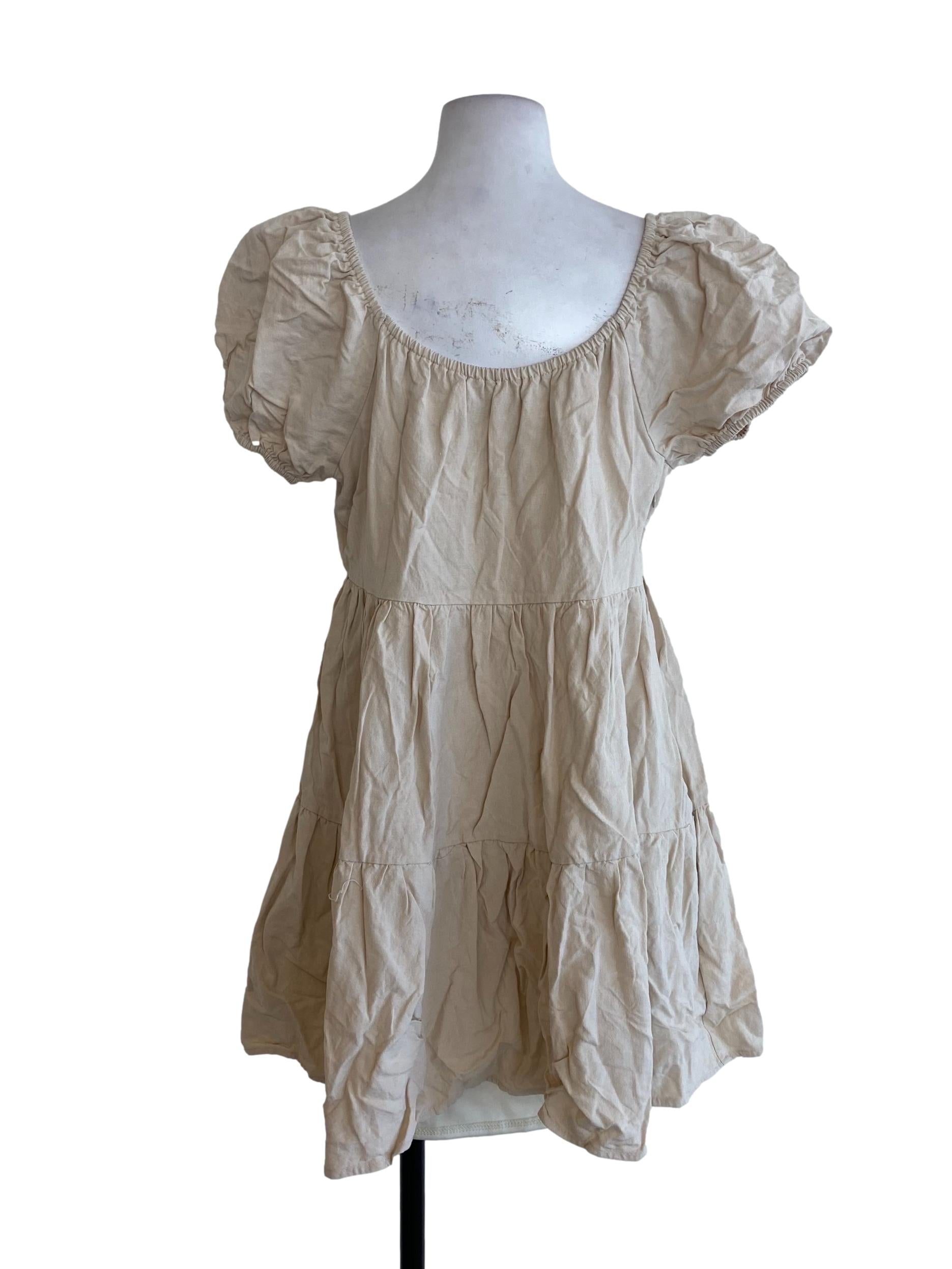 Beige Drop Waist Dress