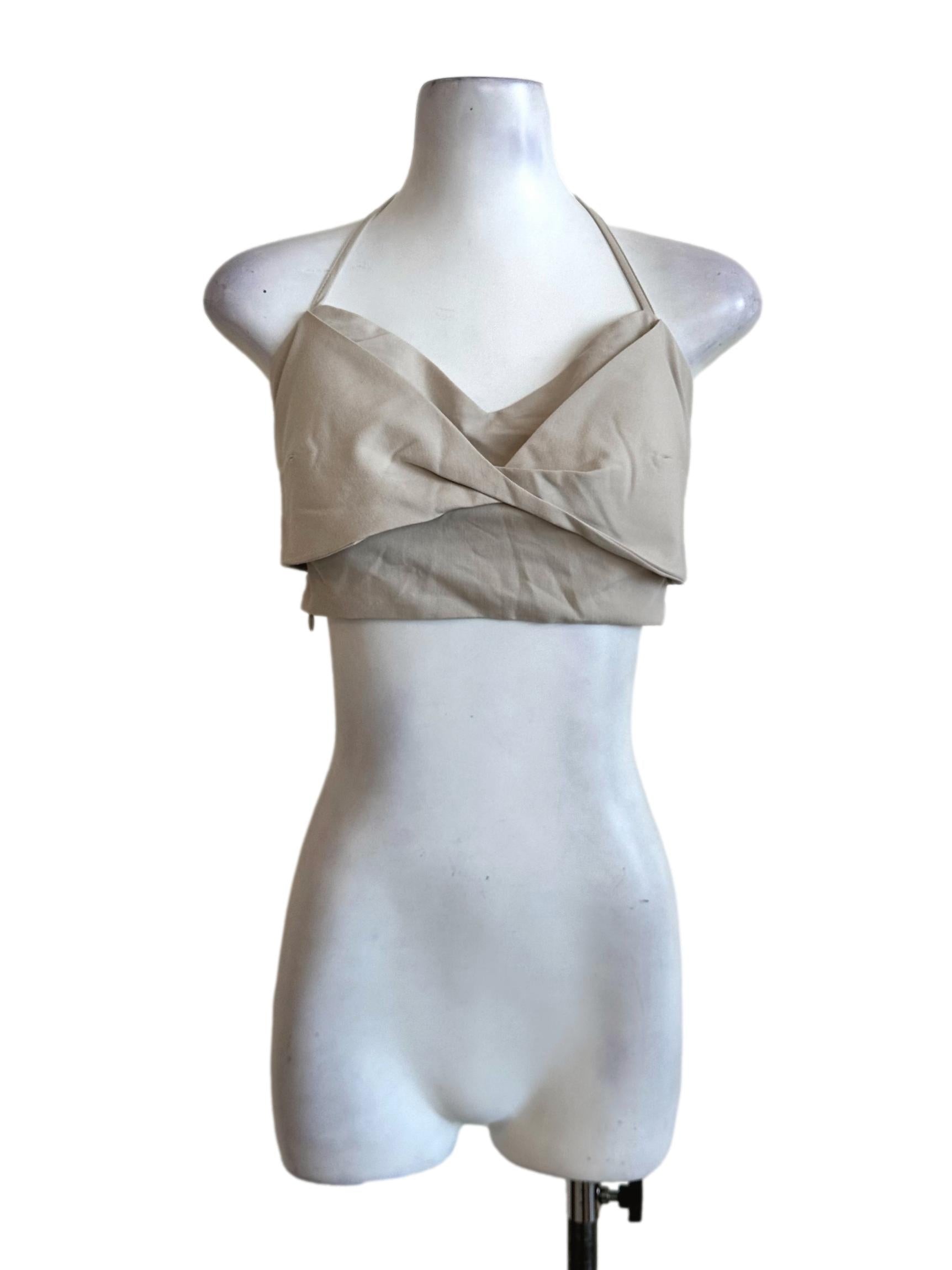Sugar Cookie Beige Padded Halter Crop Top