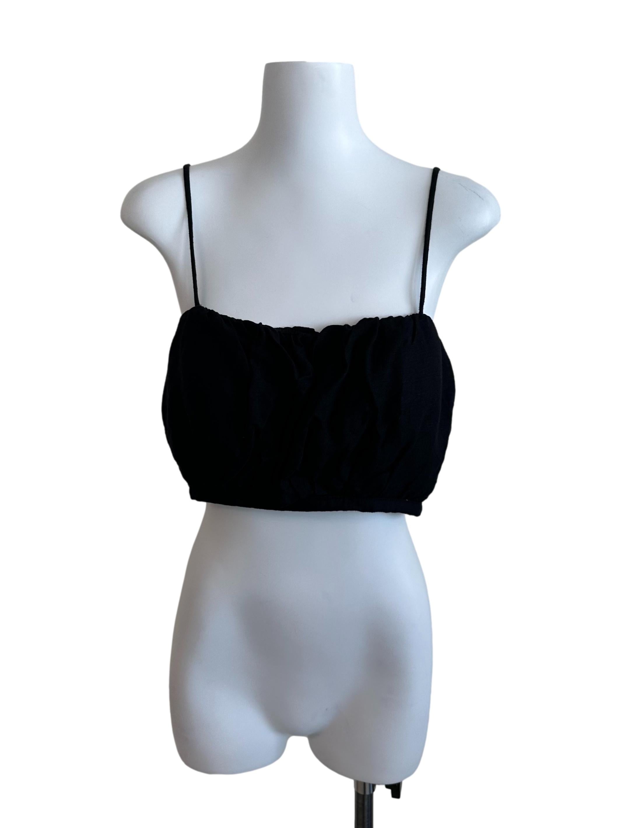 Raven Black Square Neck Linen Top