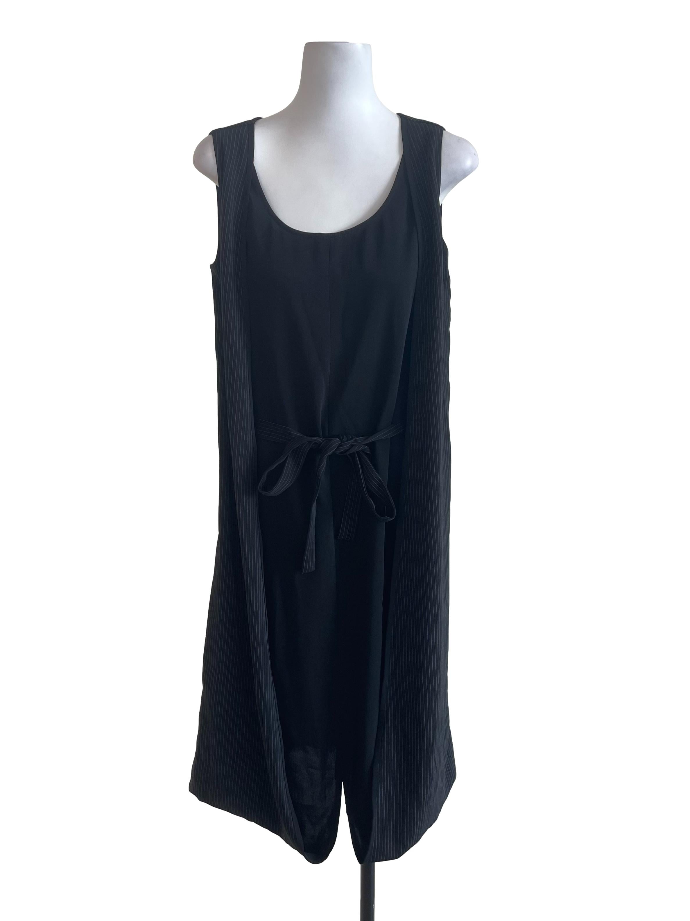 Black Pinstripe Sleeveless Dress