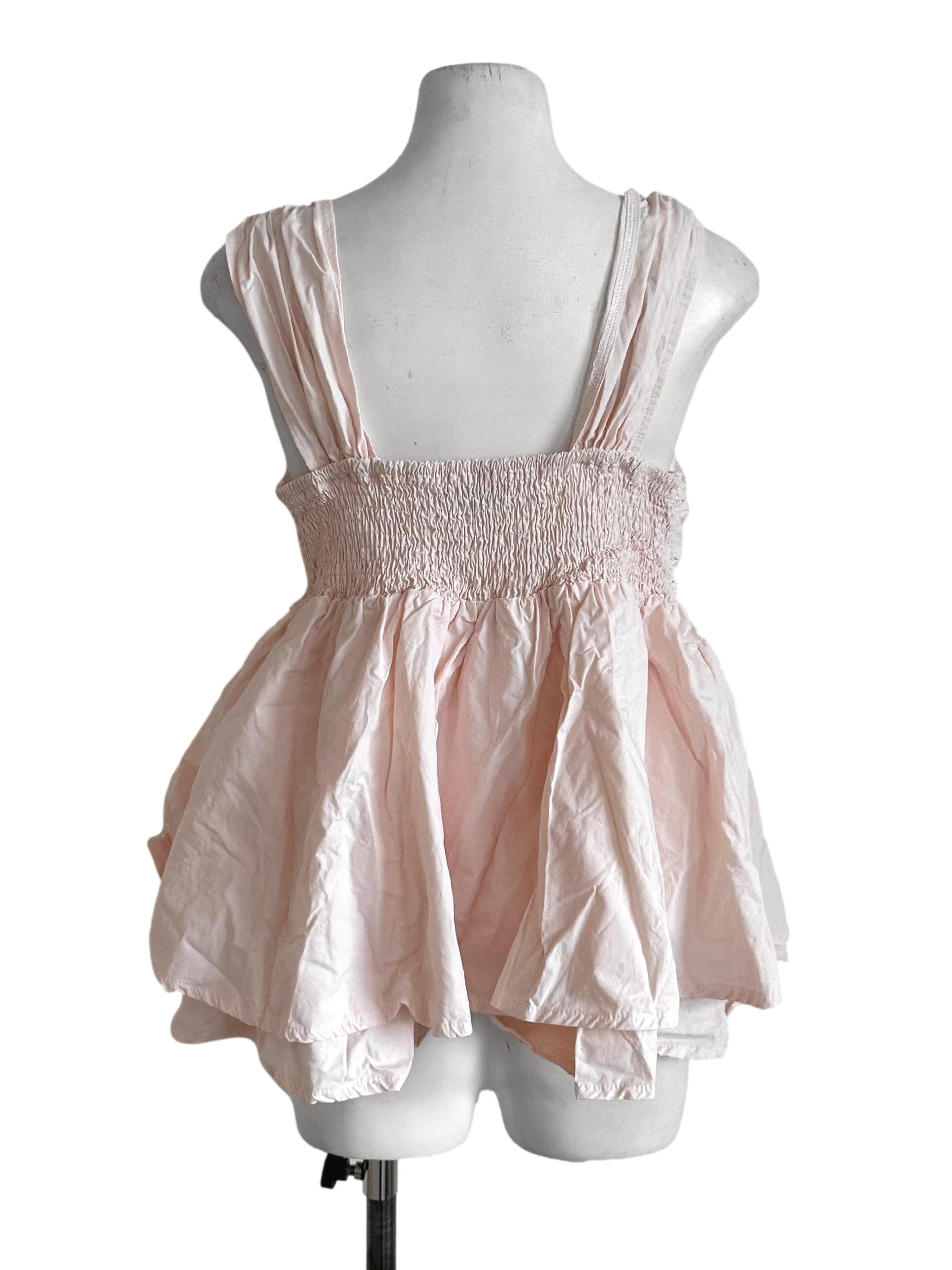Peach Pink Ribbon Peplum Top