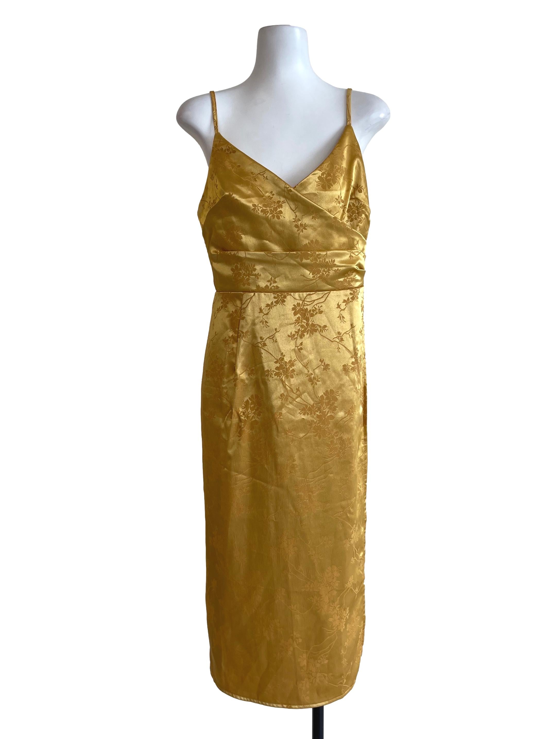 Golden Textured Floral Dress