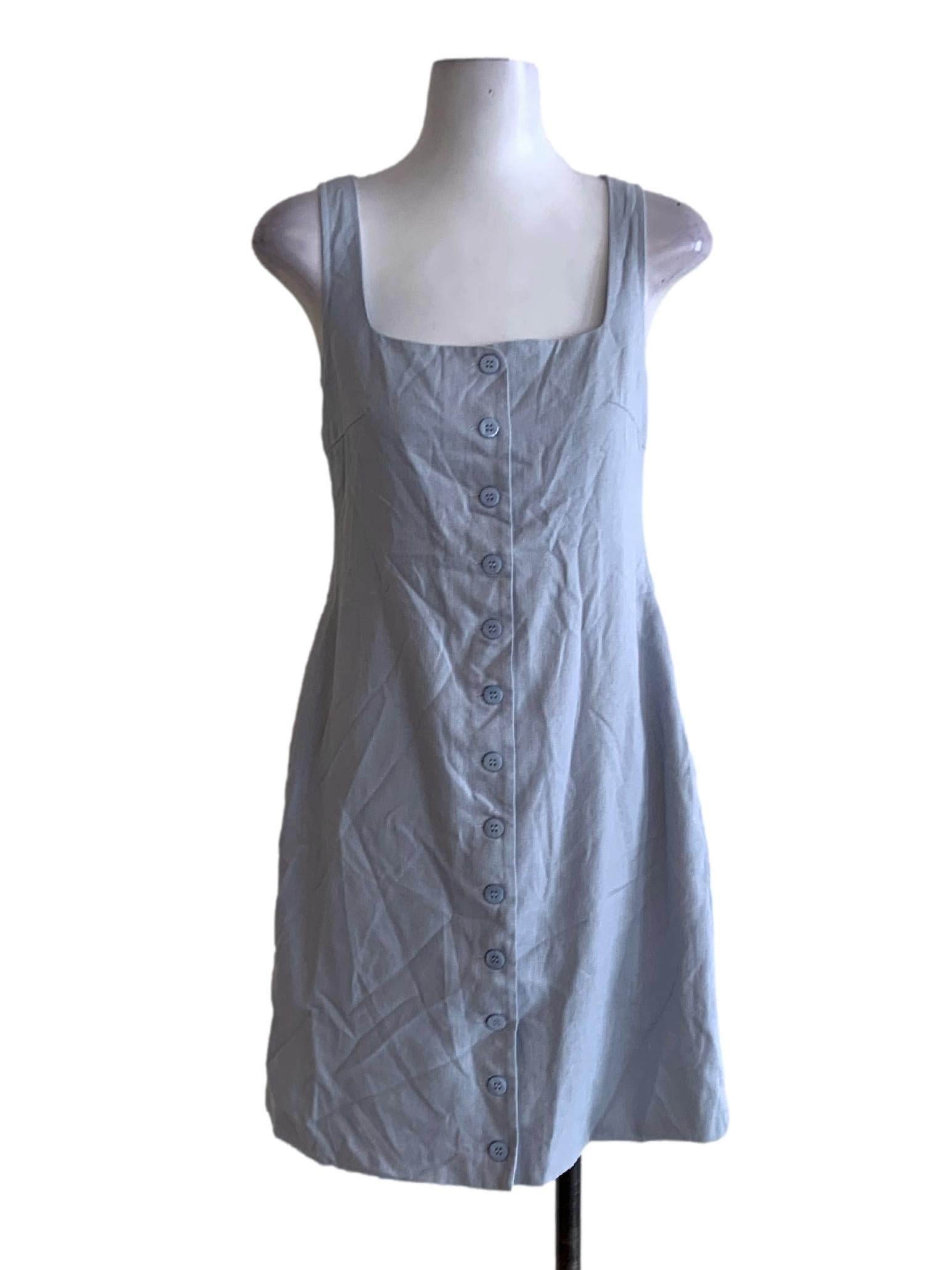 Sky Blue Square Neckline Sheath Dress