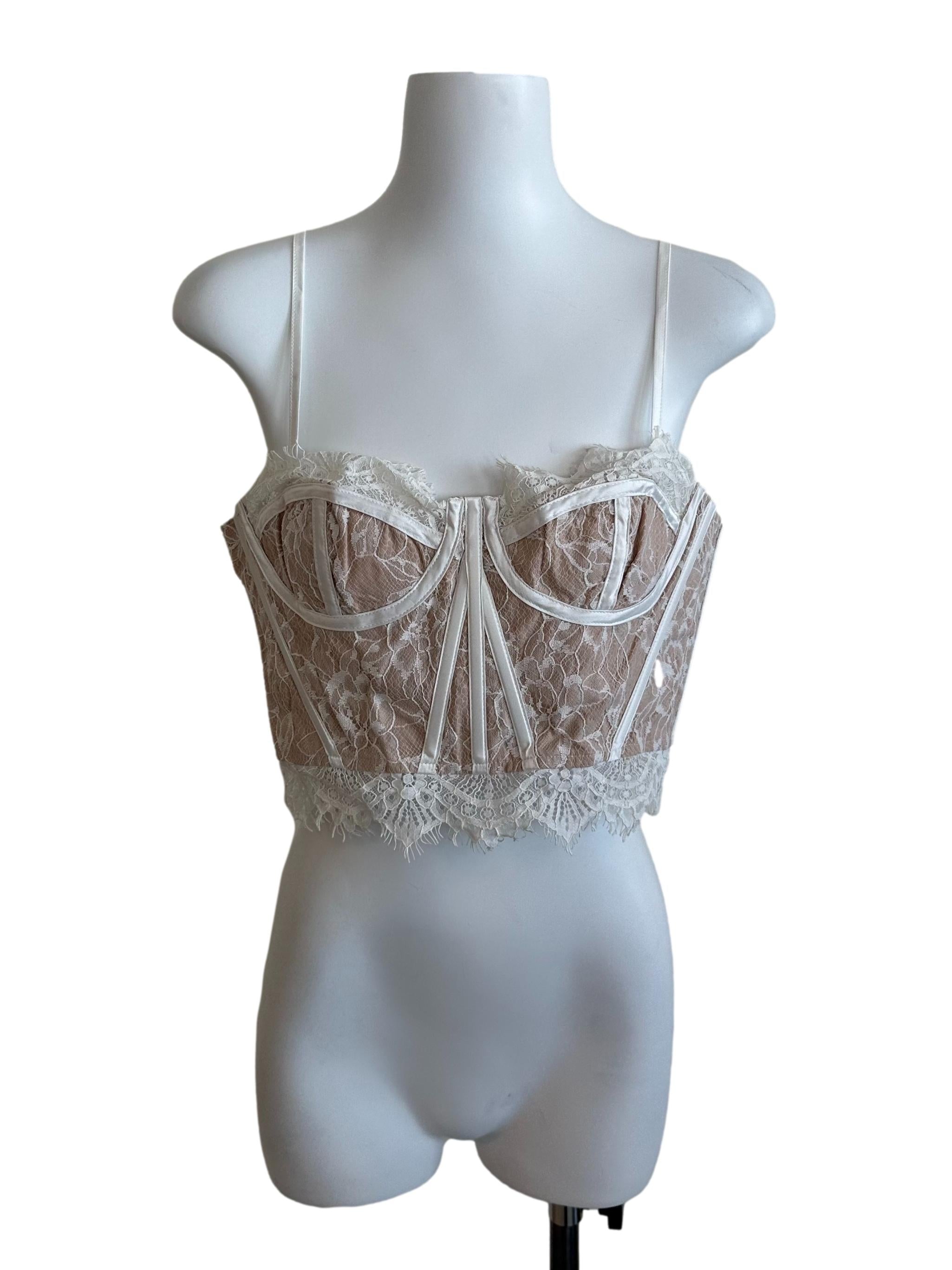Sepia Beige Lace Corset Top