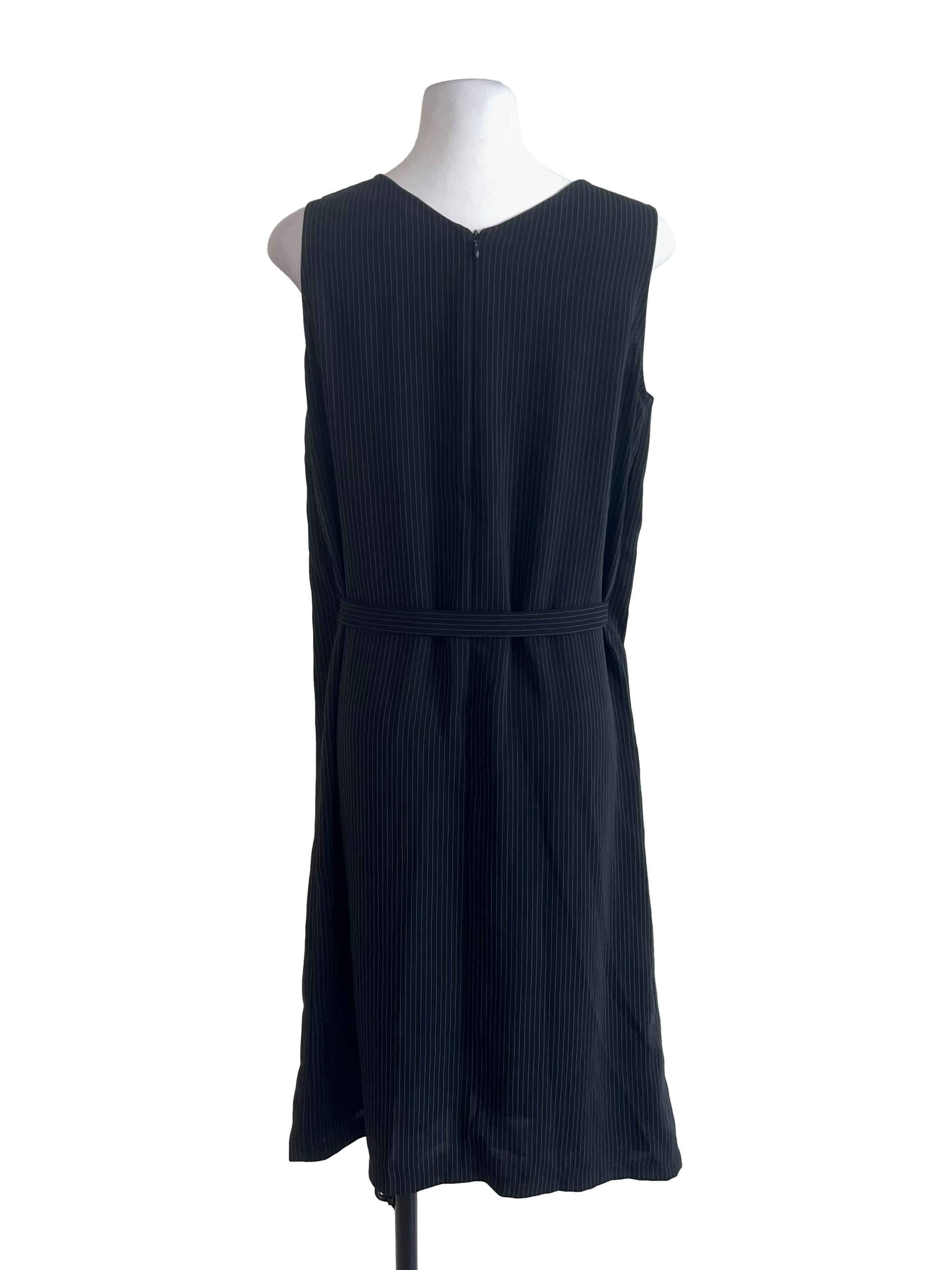 Black Pinstripe Sleeveless Dress