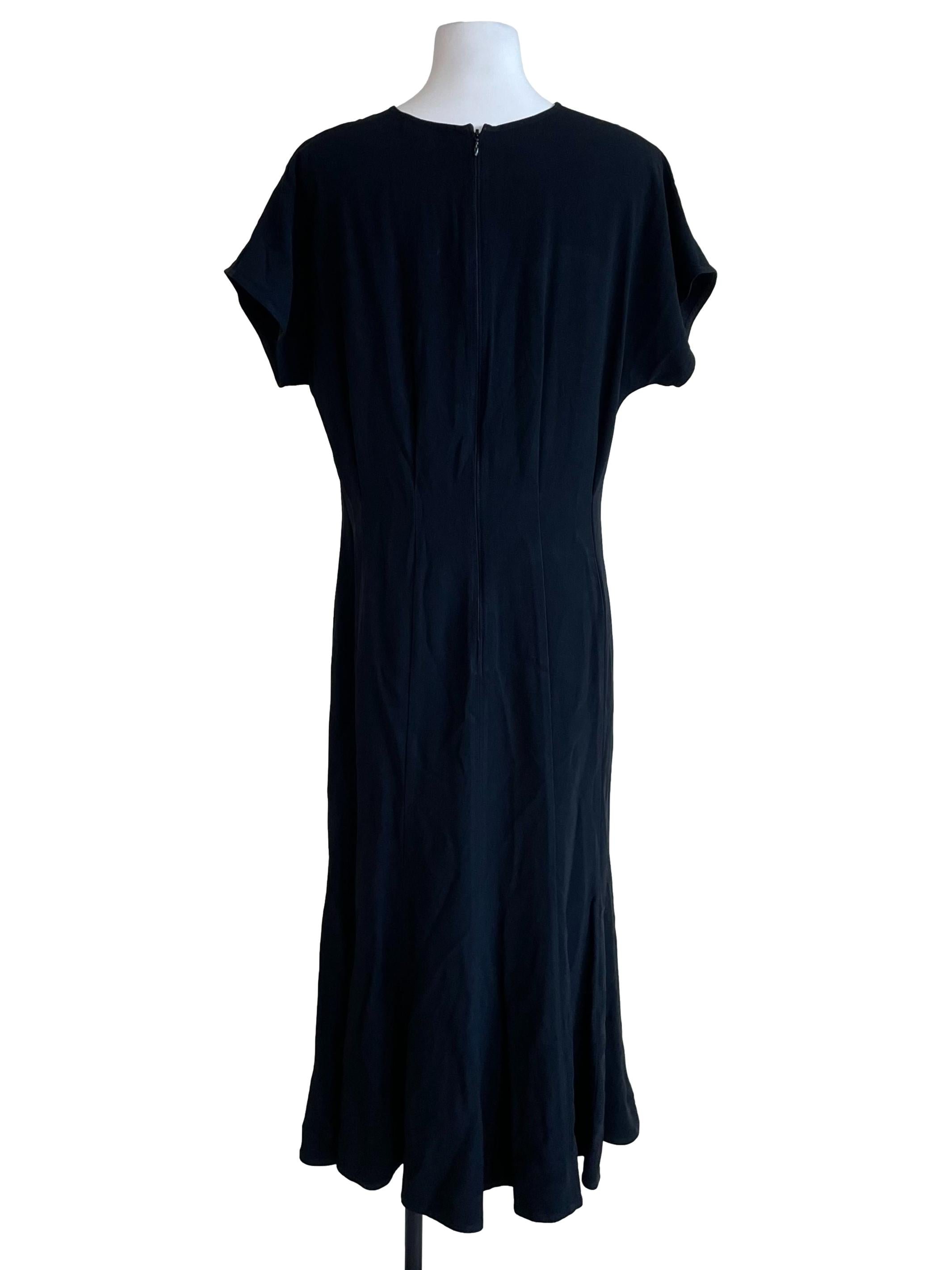 Black Panelled Round Neck Bias Dress