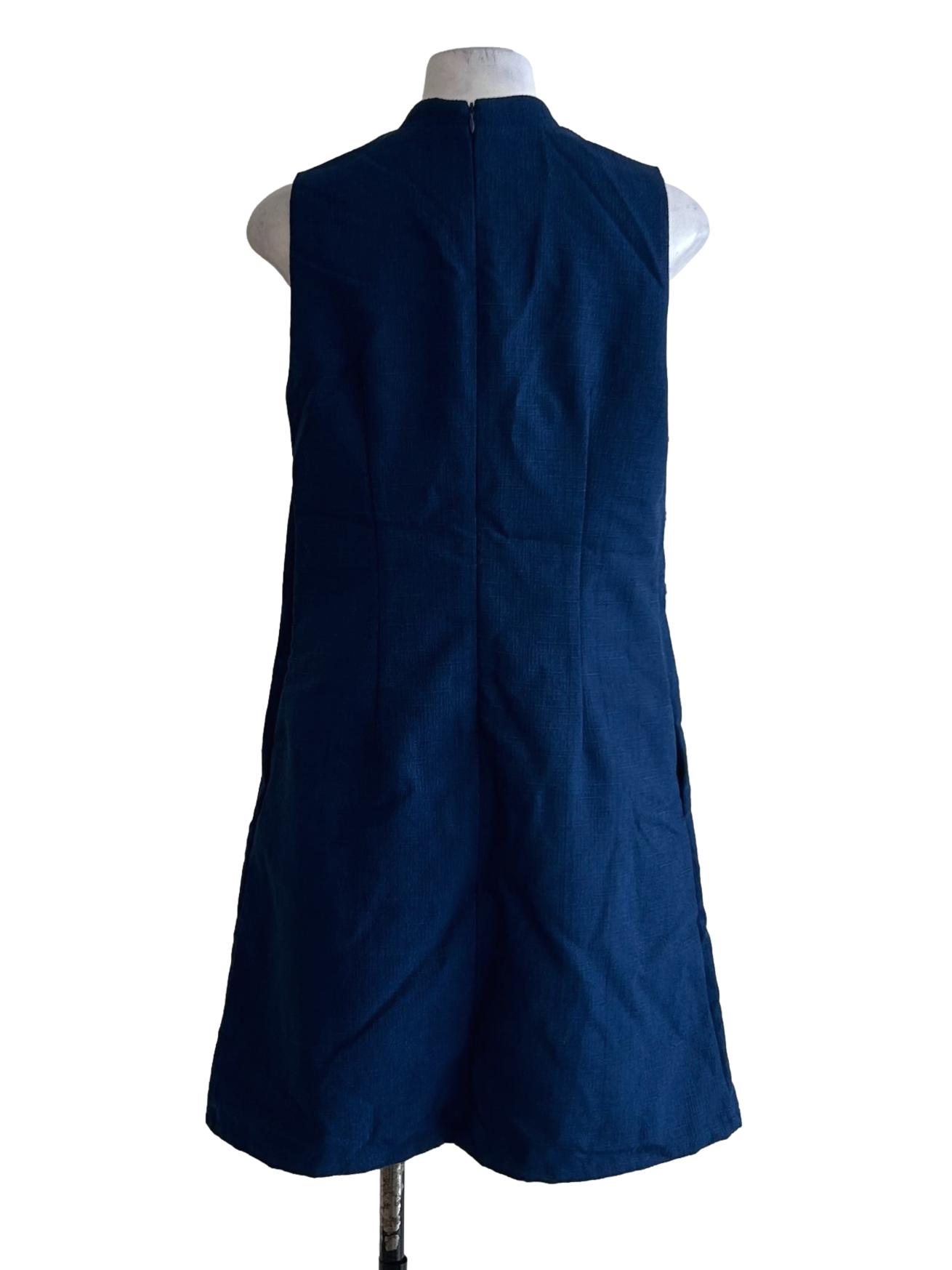 Blue Floral Embroidered Cheongsam Dress