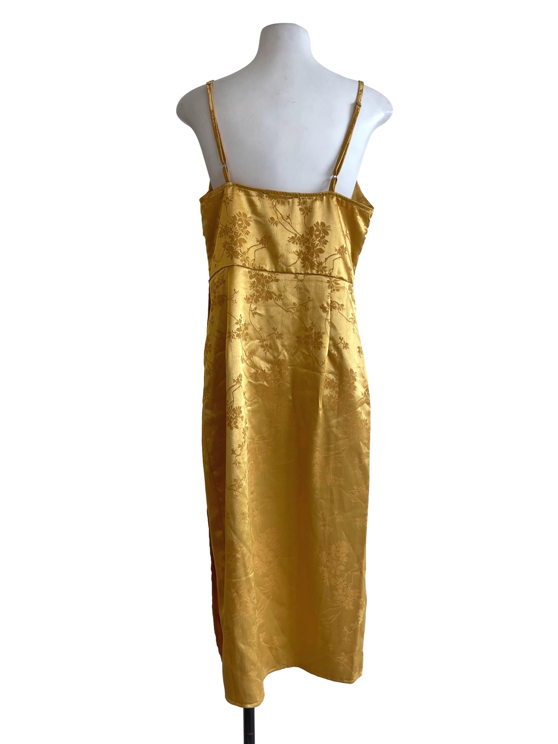 Golden Textured Floral Dress