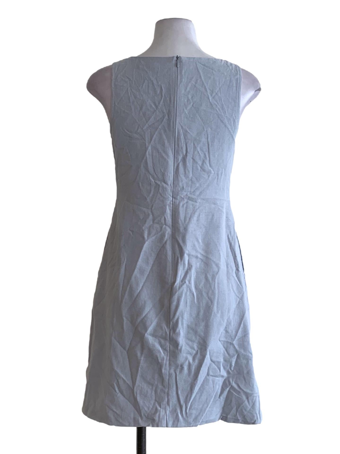 Sky Blue Square Neckline Sheath Dress