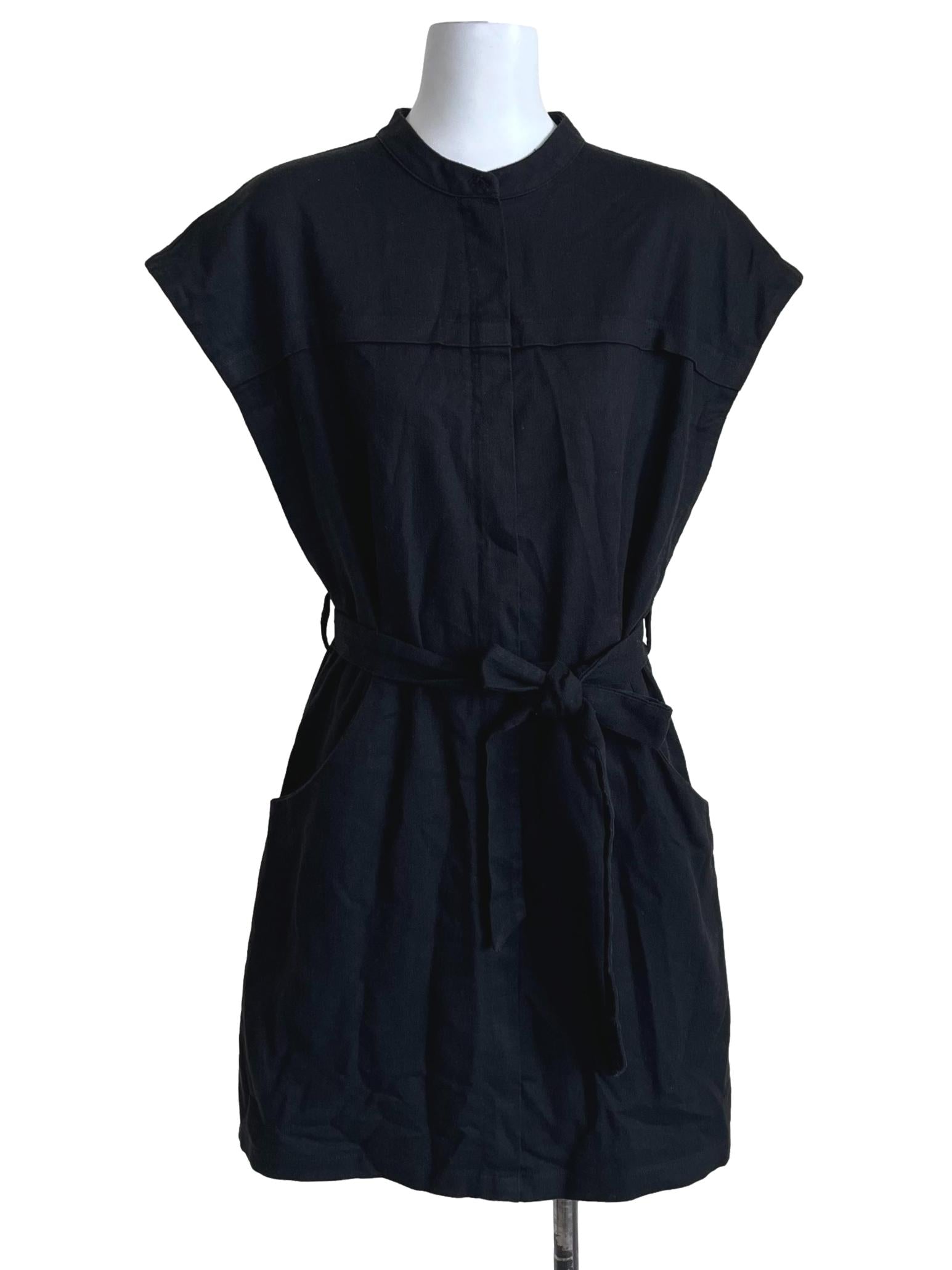 Jade Black Belted Mini Dress