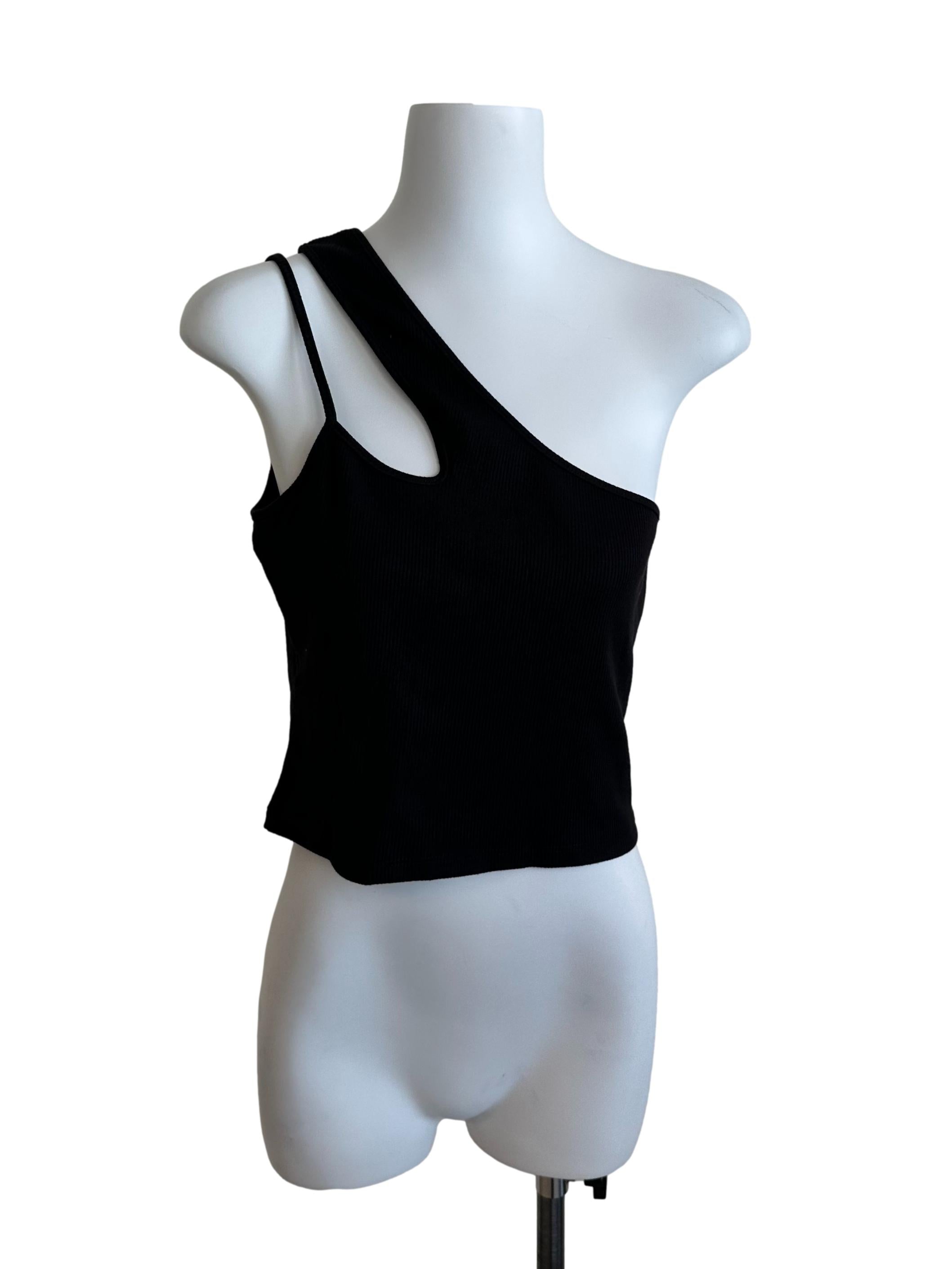 Midnight Black Knit Asymmetric Top