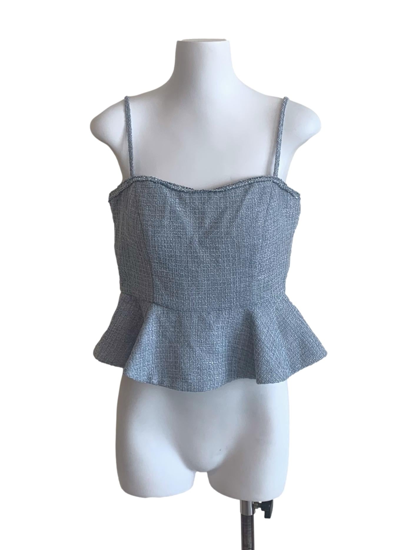 Light Blue Tweed Top