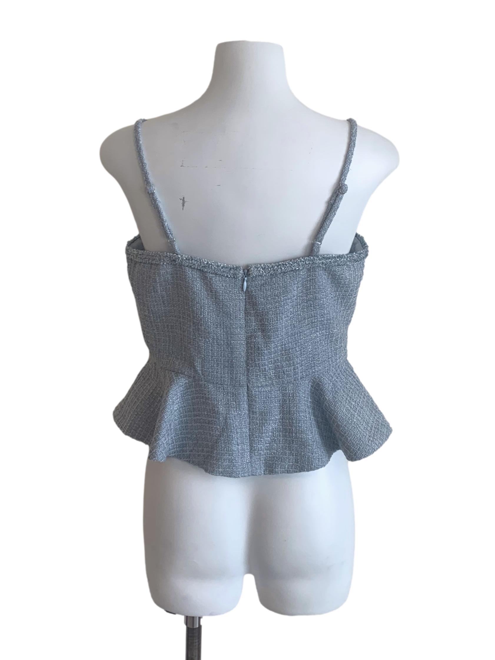 Light Blue Tweed Top