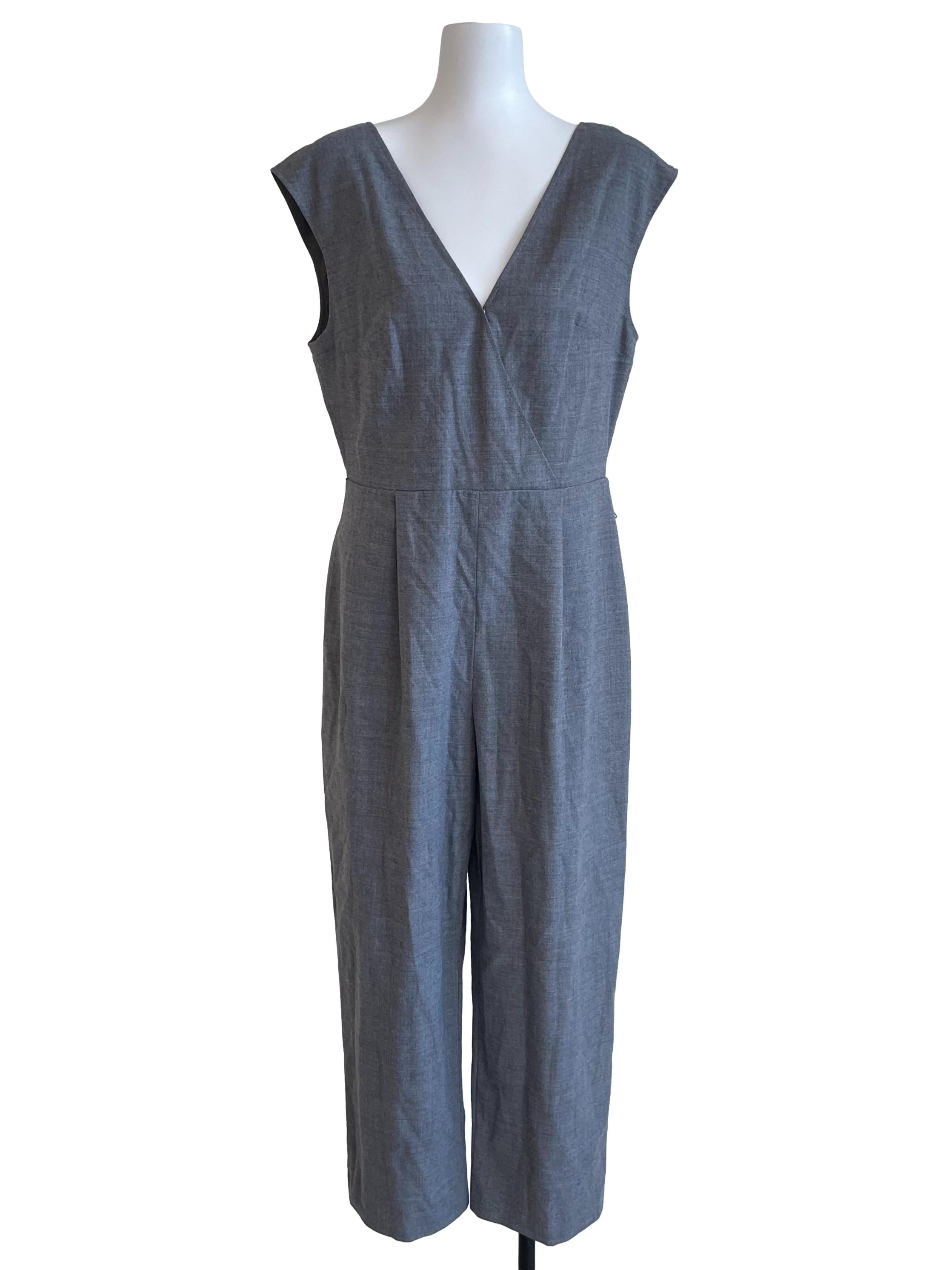 Grey V Neck Jumpsuit