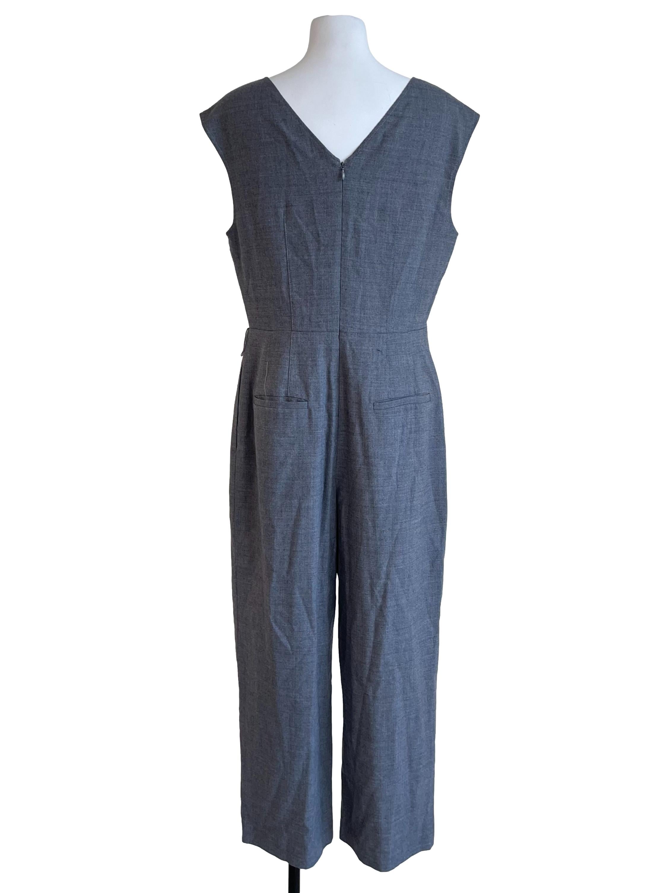 Grey V Neck Jumpsuit