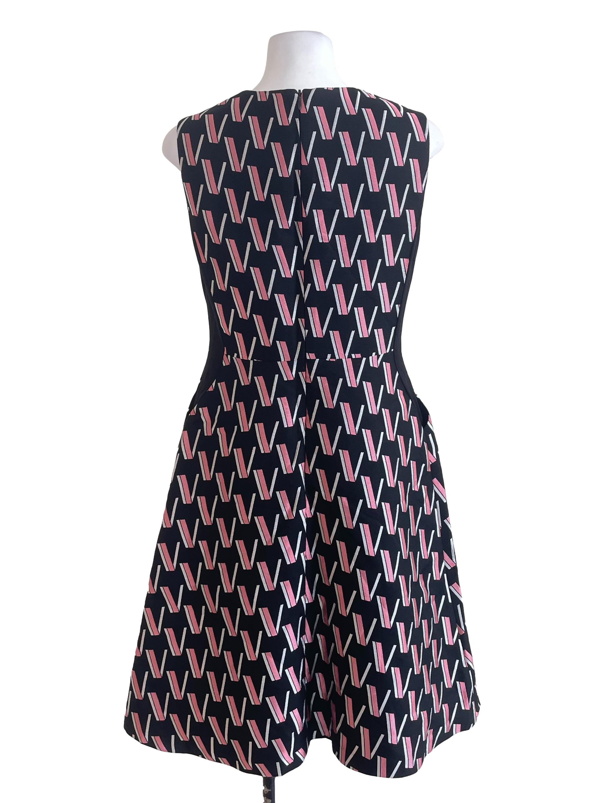 Black Graphic A-Line Dress