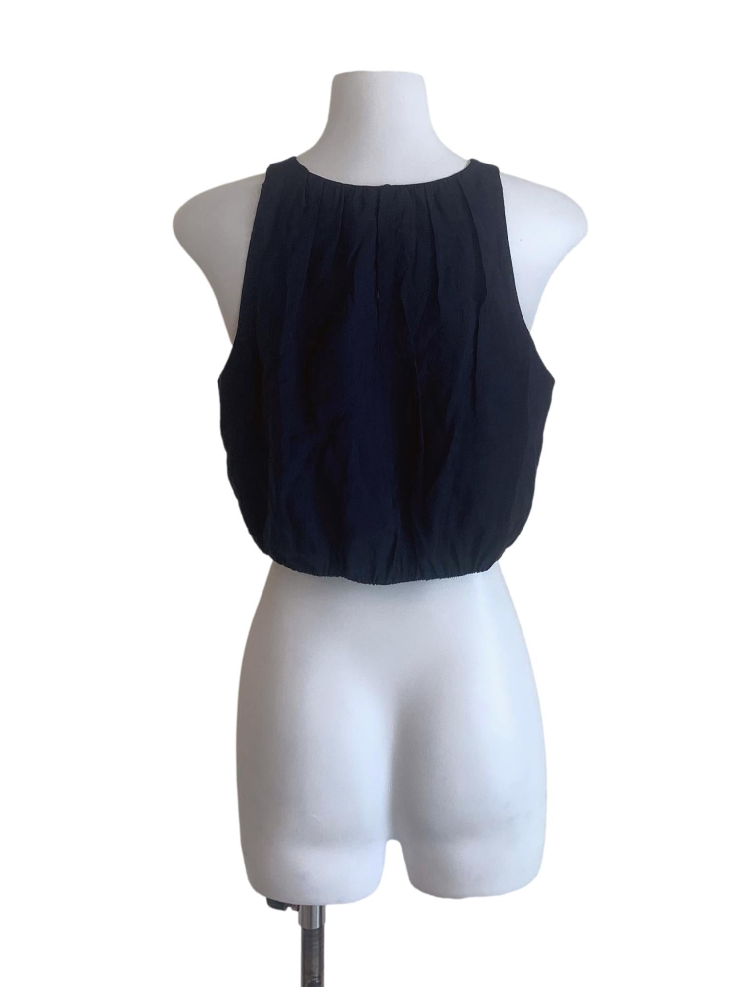 Navy Blue Round Neck Top