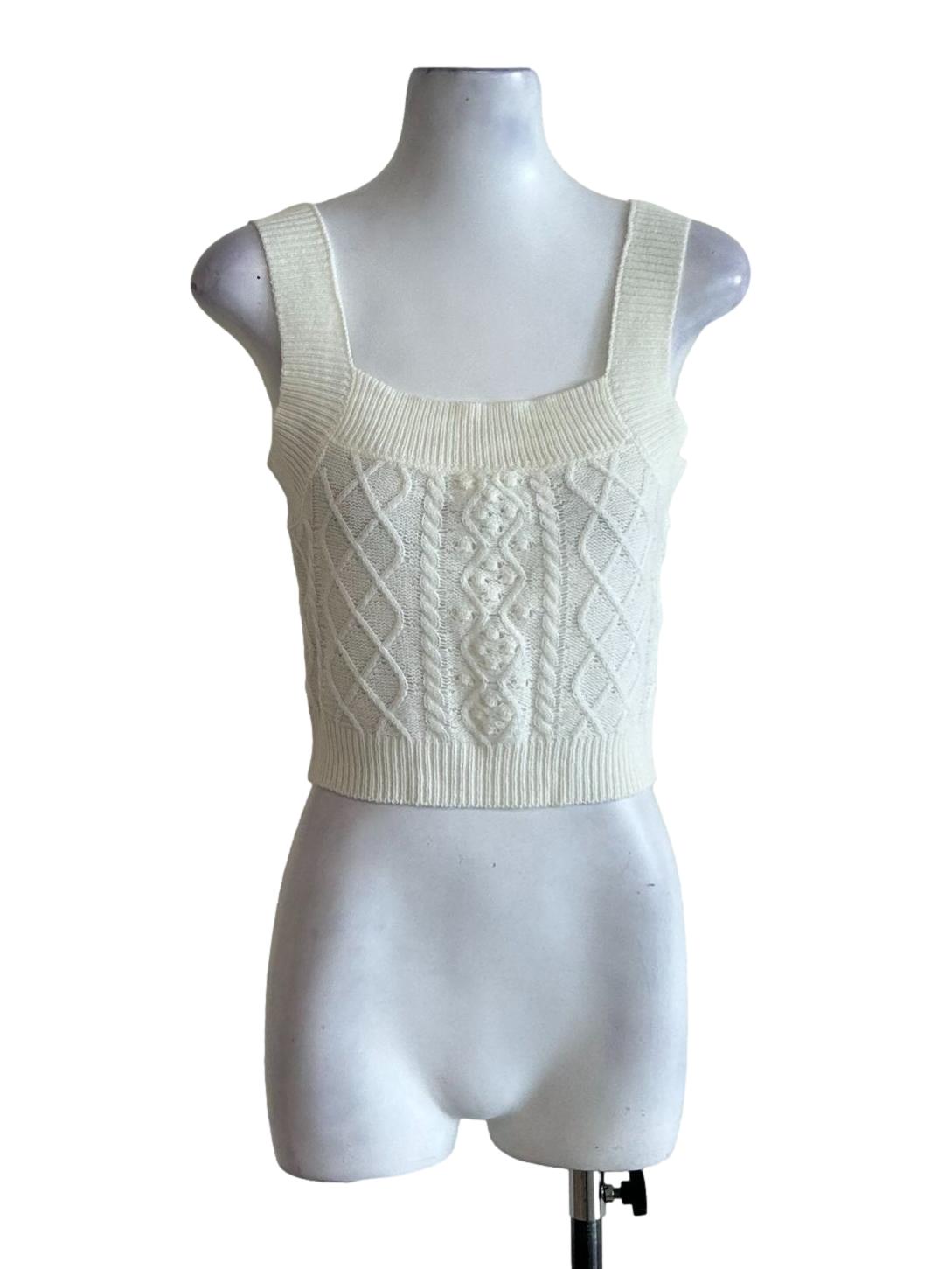 Cream Sidney Knit Crop Top