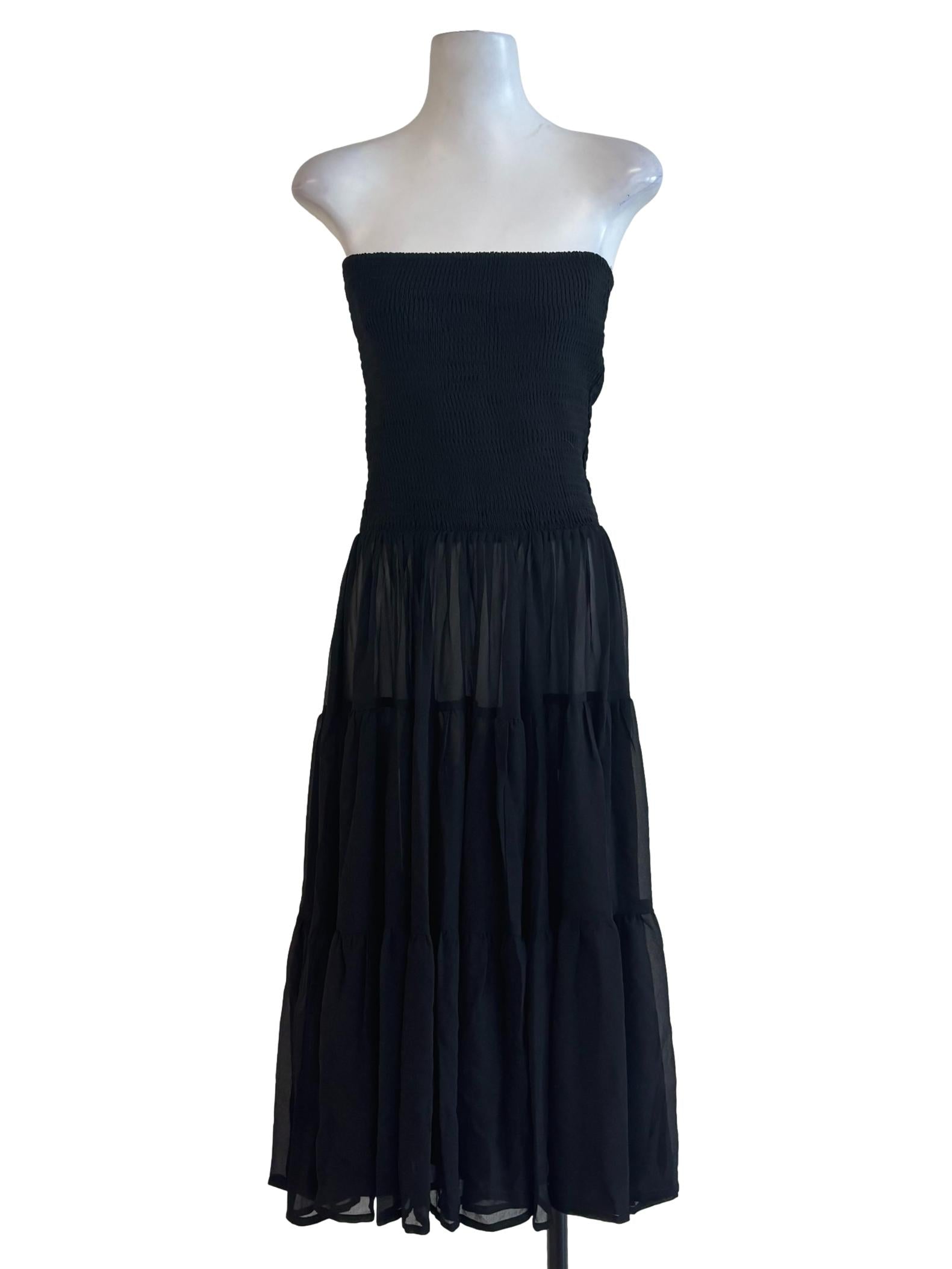 Black Strapless Sheer Tale Dress