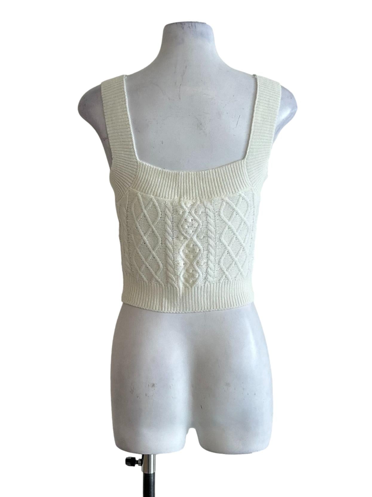 Cream Sidney Knit Crop Top