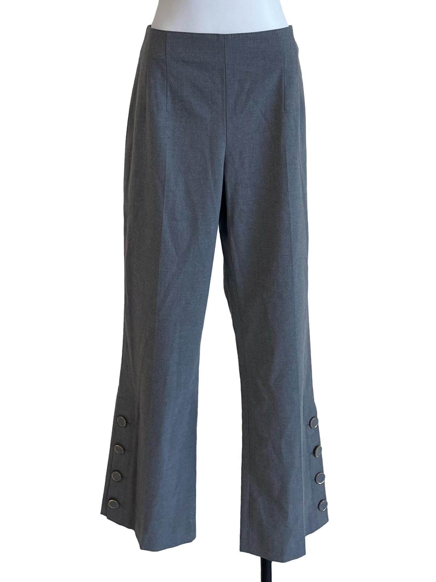 Grey Gold Buttons Pants