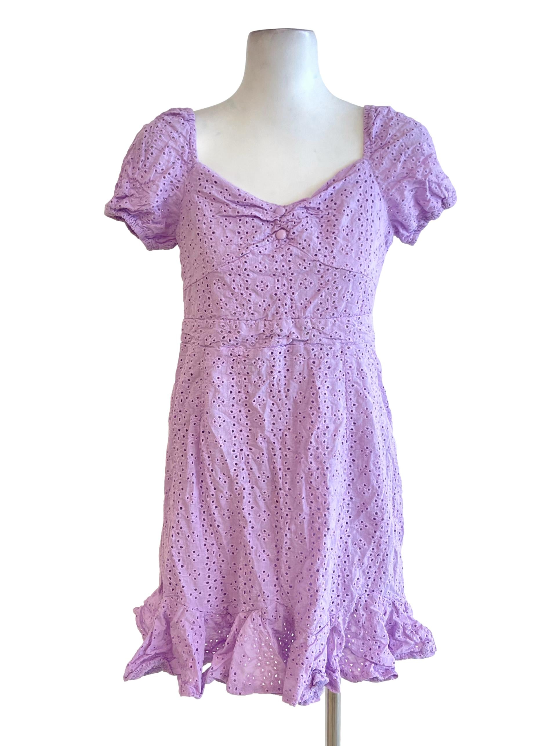 Lilac Purple Peasant Dress