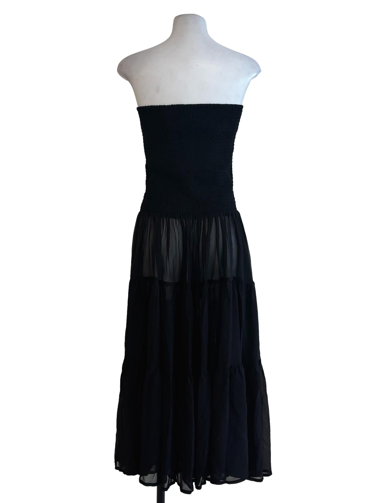 Black Strapless Sheer Tale Dress